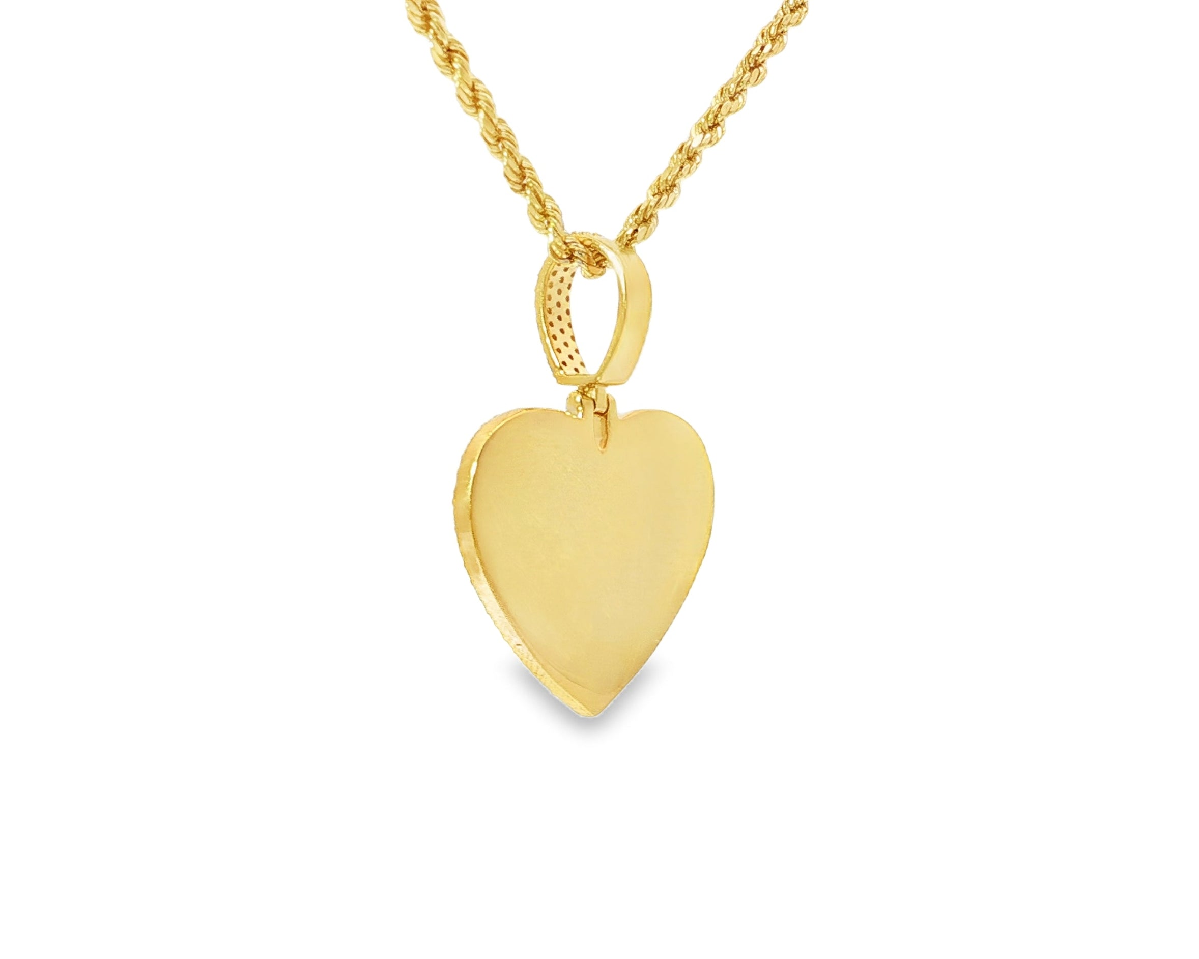 10k Heart Memory Charm Pendant with Round - Cut Halo Design 0.77ct - AVI THE JEWELER