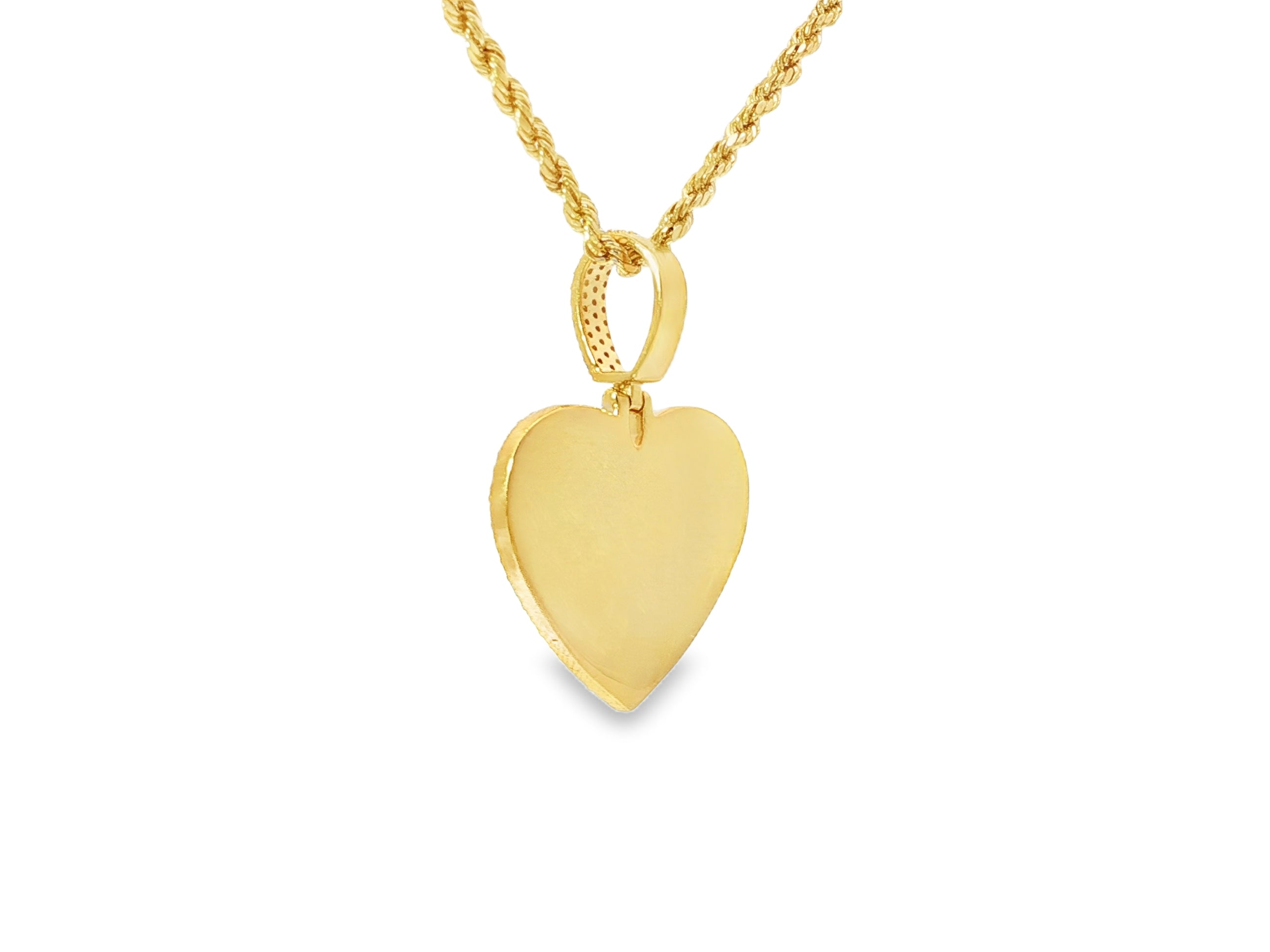 10k Heart Memory Charm Pendant with Round - Cut Halo Design 0.77ct - AVI THE JEWELER