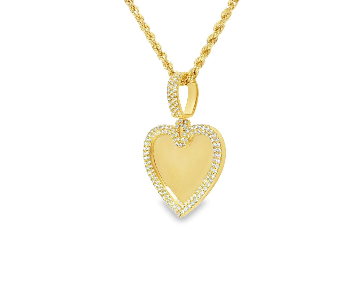 10k Heart Memory Charm Pendant with Round - Cut Halo Design 0.77ct - AVI THE JEWELER