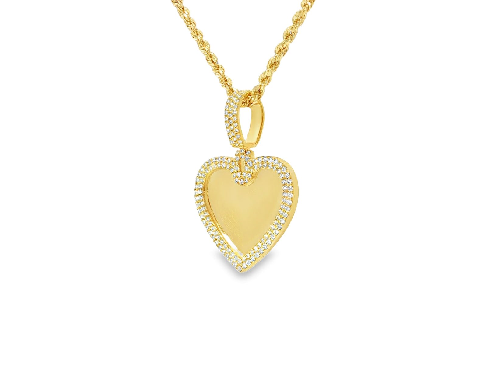 10k Heart Memory Charm Pendant with Round - Cut Halo Design 0.77ct - AVI THE JEWELER
