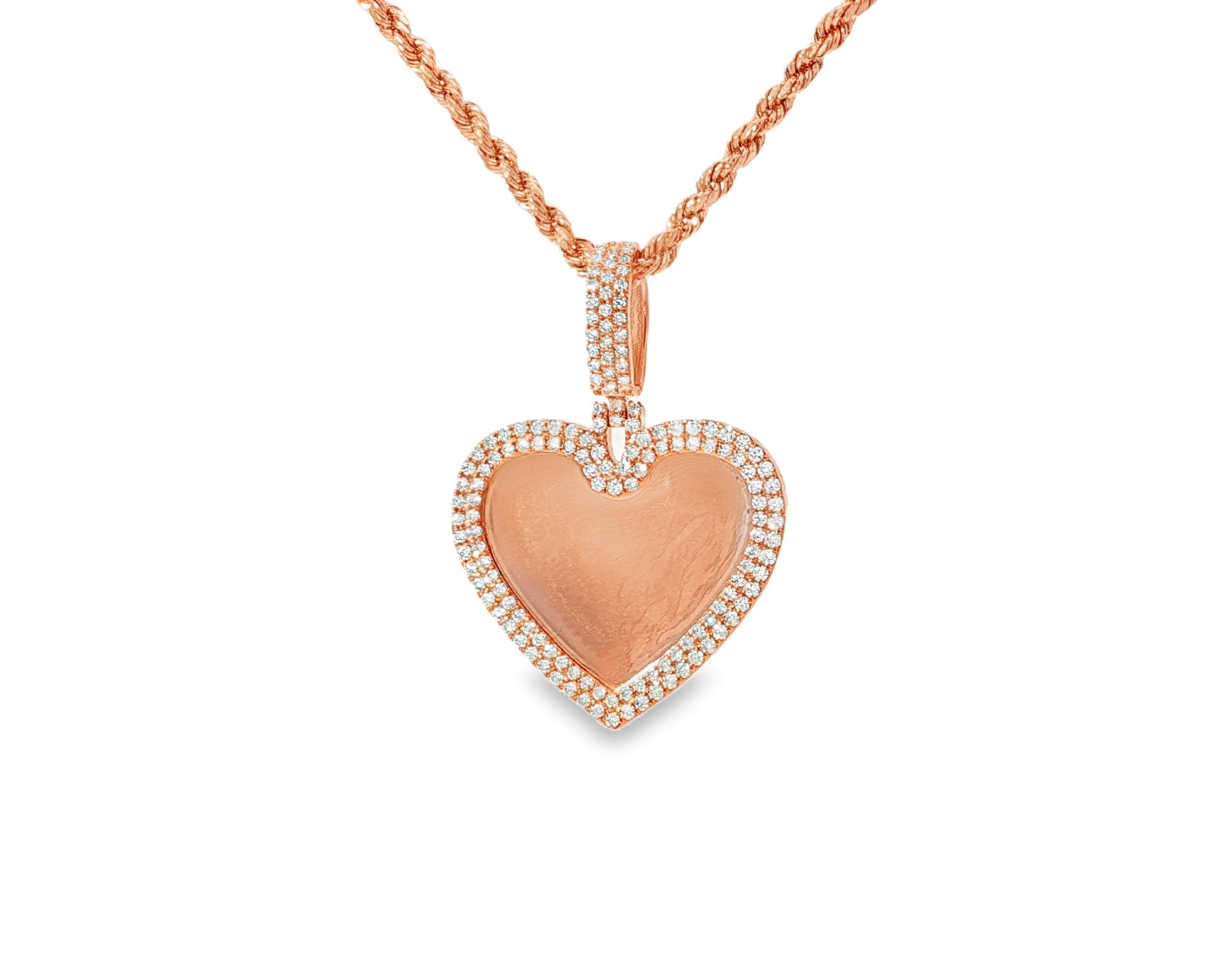 10k Heart Memory Charm Pendant with Round - Cut Halo Design 0.77ct - AVI THE JEWELER