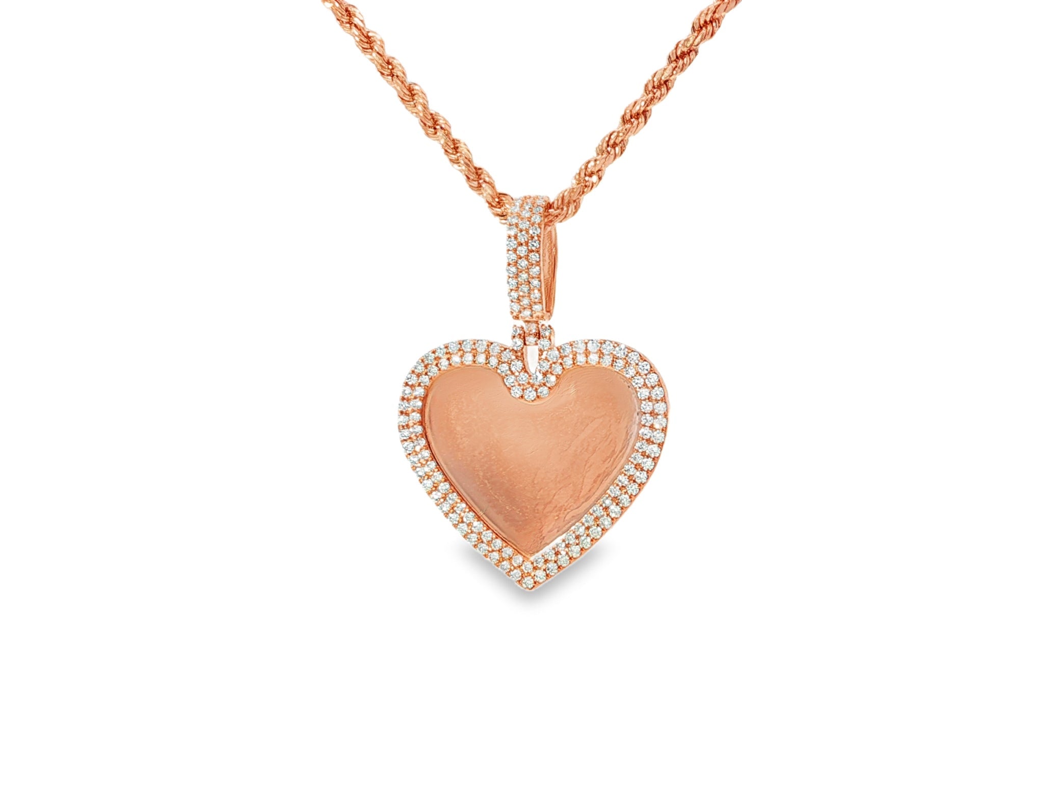 10k Heart Memory Charm Pendant with Round - Cut Halo Design 0.77ct - AVI THE JEWELER