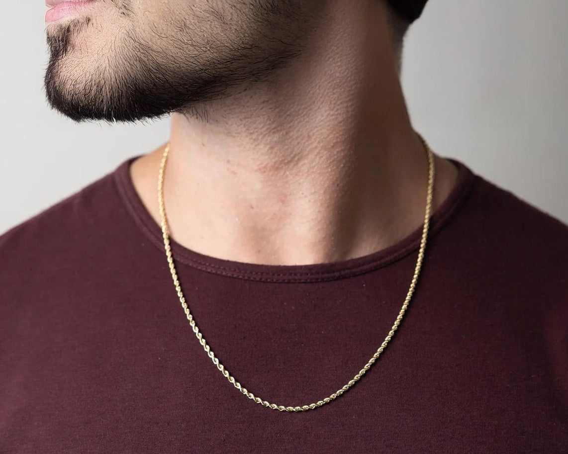 10k Hollow Gold Diamond - Cut Rope Chain Necklace 2.5mm - AVI THE JEWELER