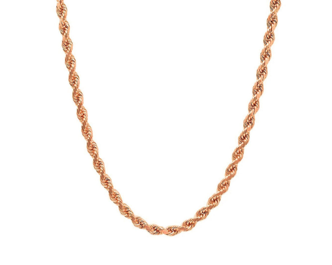 10k Hollow Gold Diamond - Cut Rope Chain Necklace 3.0mm - AVI THE JEWELER