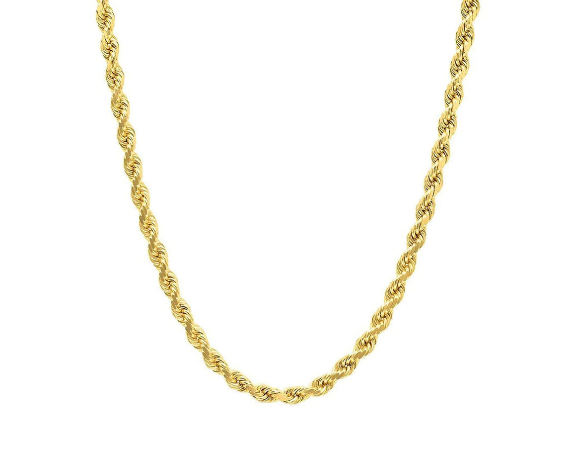 10k Hollow Gold Diamond - Cut Rope Chain Necklace 3.0mm - AVI THE JEWELER