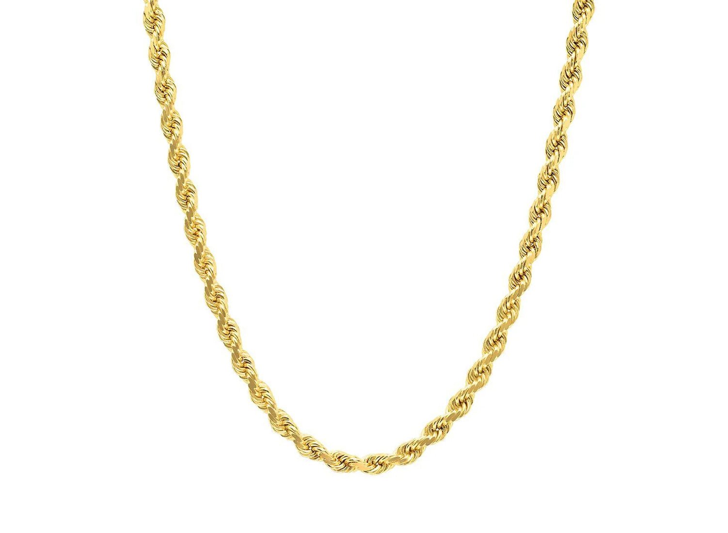 10k Hollow Gold Diamond - Cut Rope Chain Necklace 3.0mm - AVI THE JEWELER