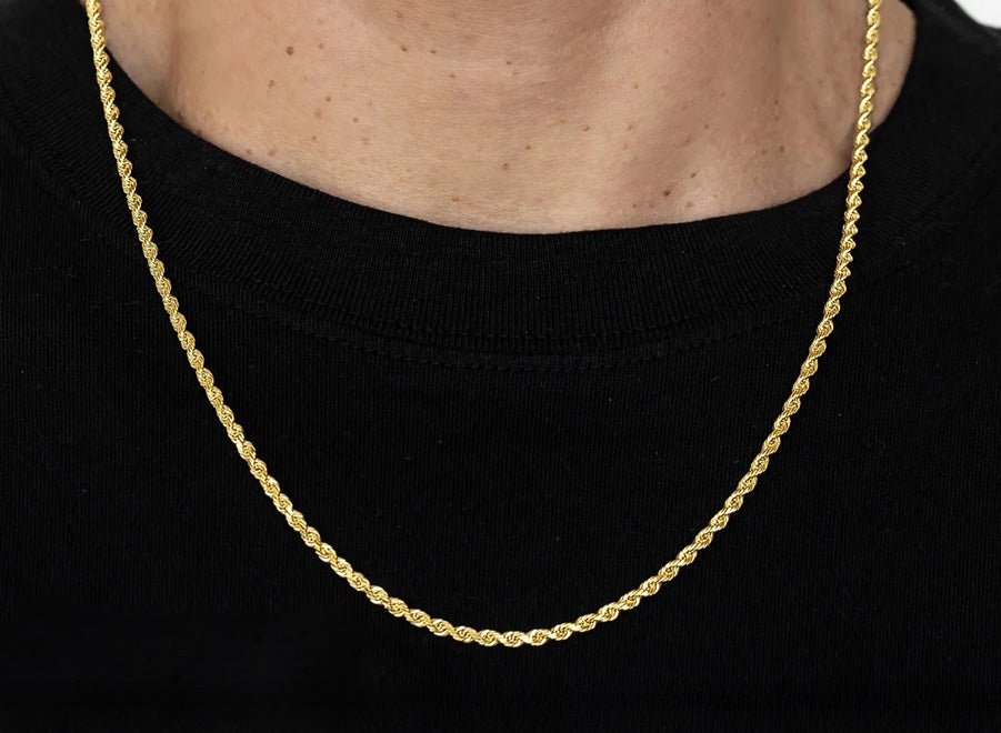 10k Hollow Gold Diamond - Cut Rope Chain Necklace 3.0mm - AVI THE JEWELER