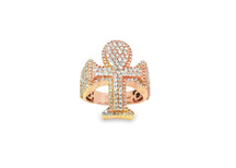 10k Rose Gold Ankh Cross Diamond Ring with Full Round Cut 2.50ct