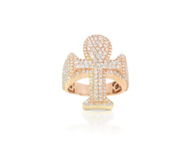 10k Rose Gold Ankh Cross Diamond Ring with Full Round Cut 2.50ct