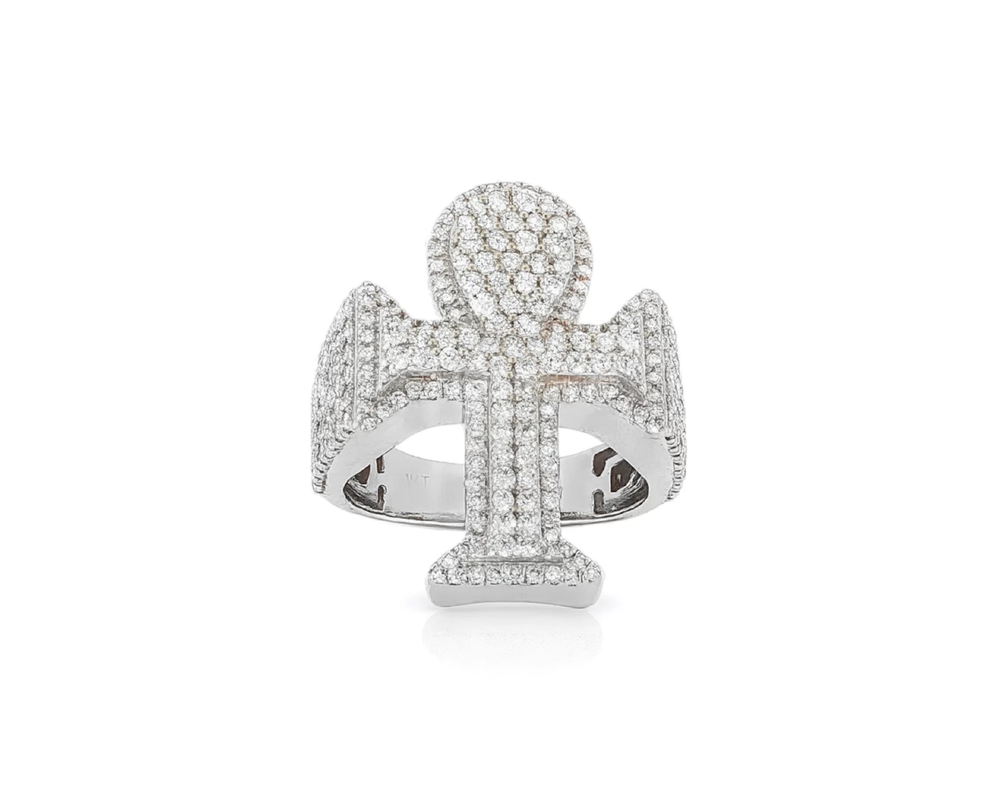 10k Rose Gold Ankh Cross Diamond Ring with Full Round Cut 2.50ct – lifestyle 1319