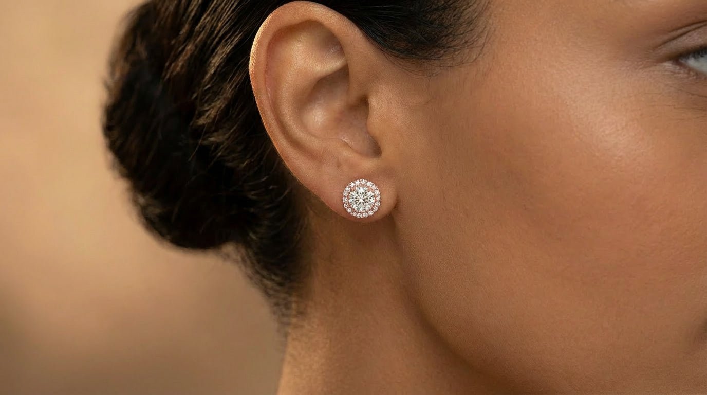 10k Round - Cut Diamond Premier Halo Cluster Stud Earrings 1.15ct - AVI THE JEWELER