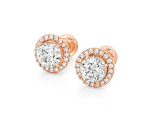 10k Round-Cut Diamond Premier Halo Cluster Stud Earrings 1.15ct
