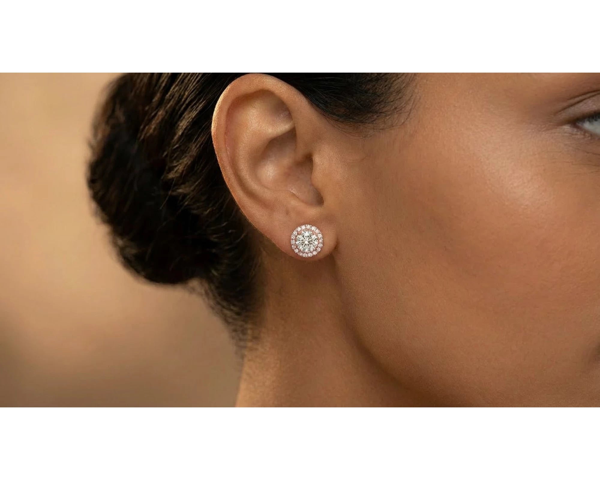 10k Round-Cut Diamond Premier Halo Cluster Stud Earrings 1.15ct – view 2