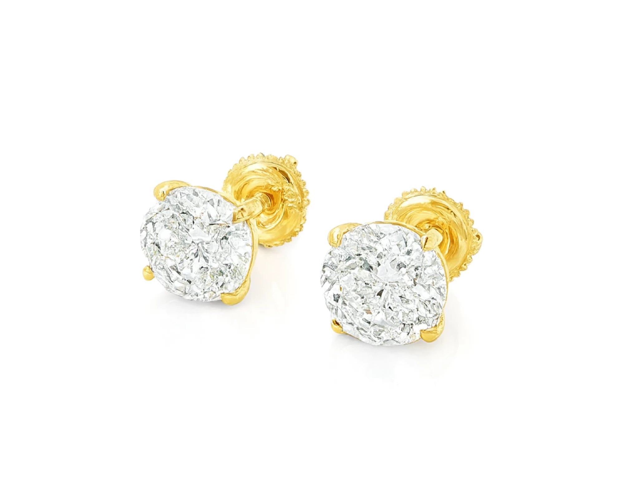 10k Stud Earrings with Portuguese-Cut Round Solitaire Design 3.12ct – lifestyle 3585