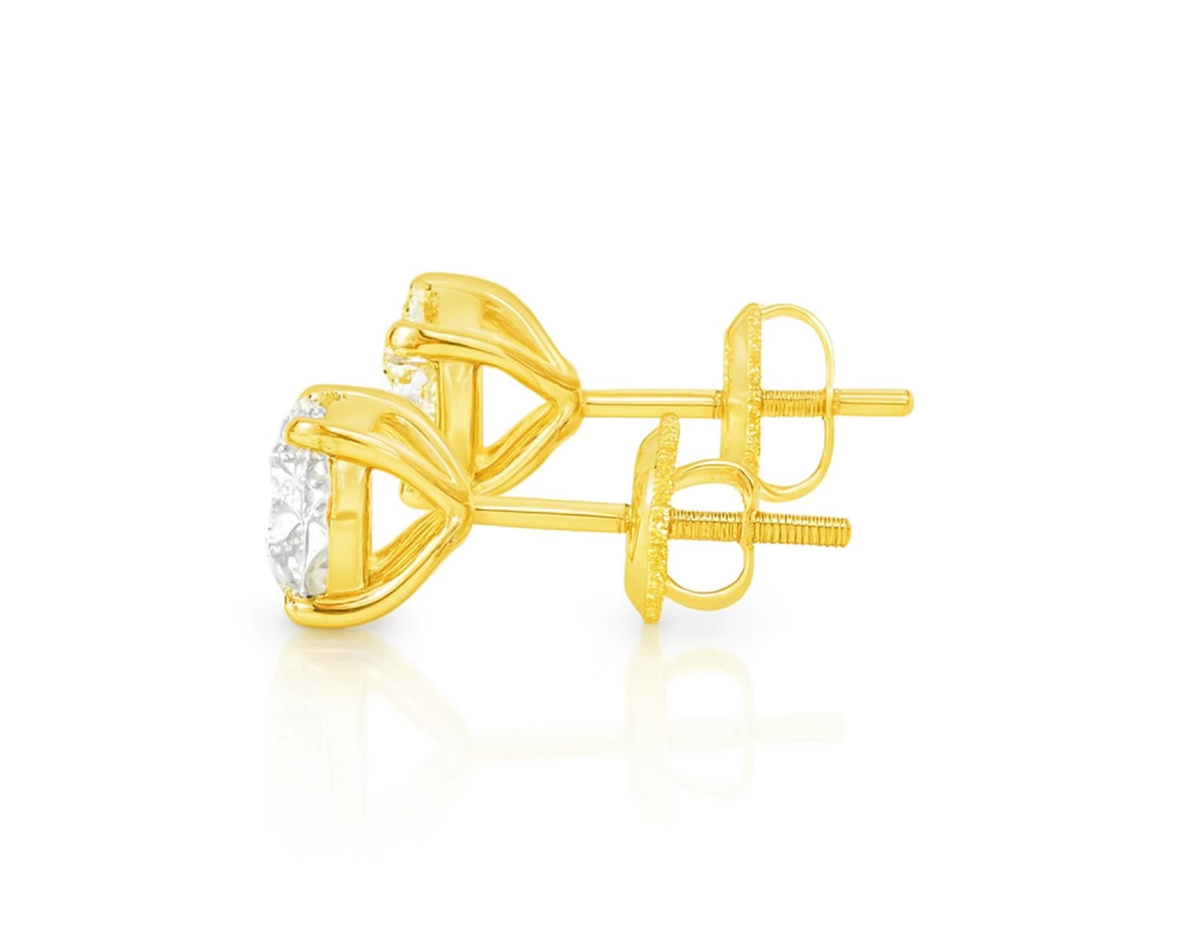 10k Stud Earrings with Portuguese-Cut Round Solitaire Design 3.12ct – lifestyle 3586
