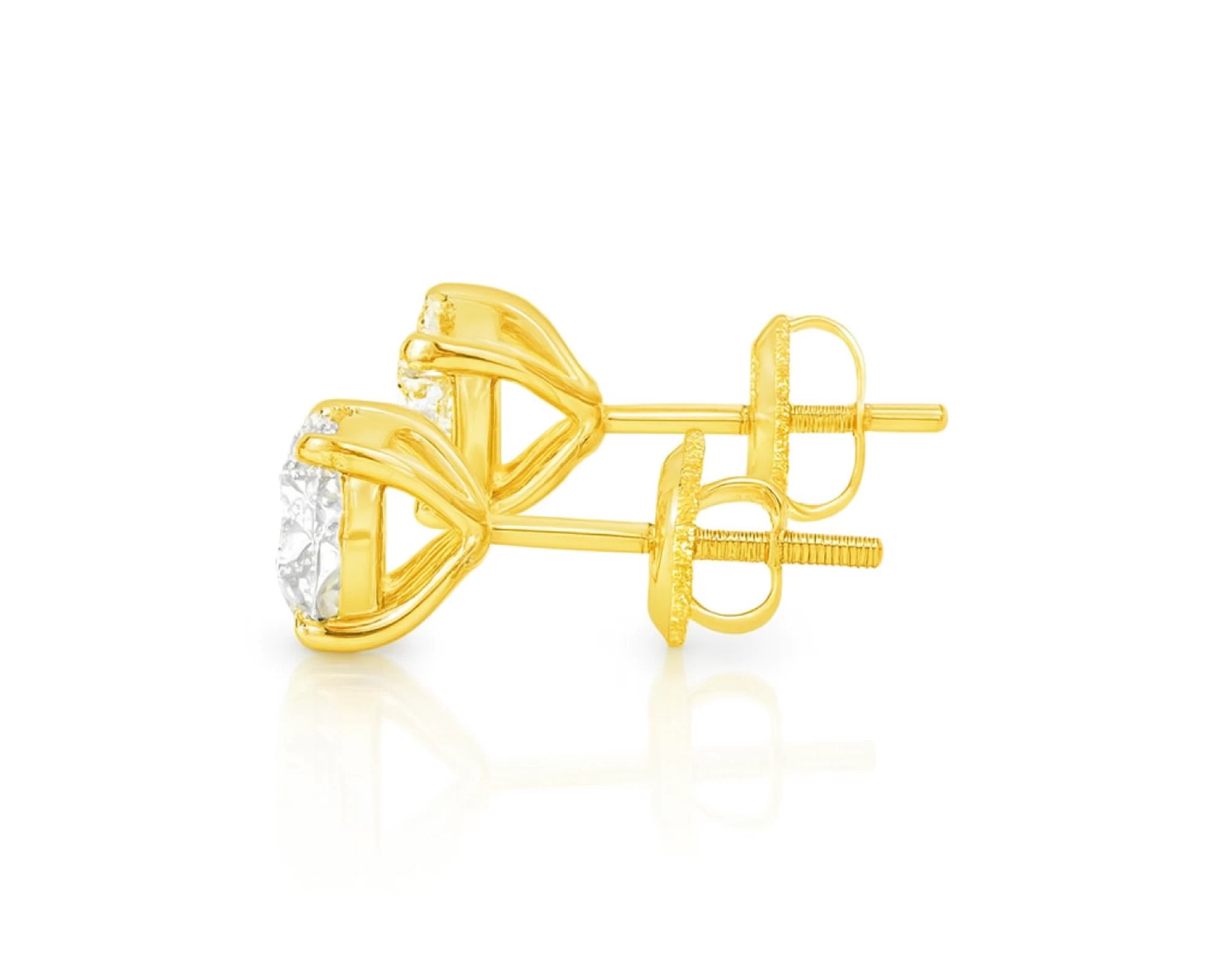10k Stud Earrings with Portuguese-Cut Round Solitaire Design 3.12ct – lifestyle 3586