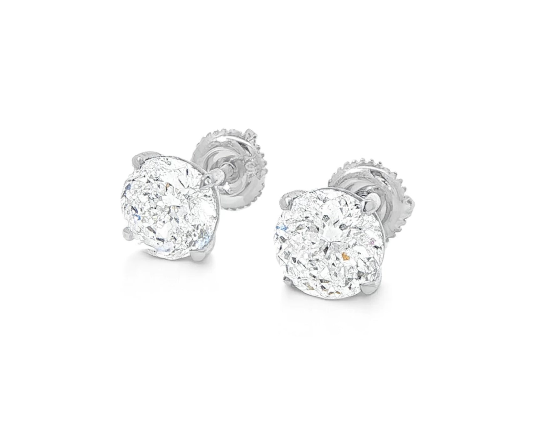 10k Stud Earrings with Portuguese-Cut Round Solitaire Design 3.12ct – lifestyle 3588