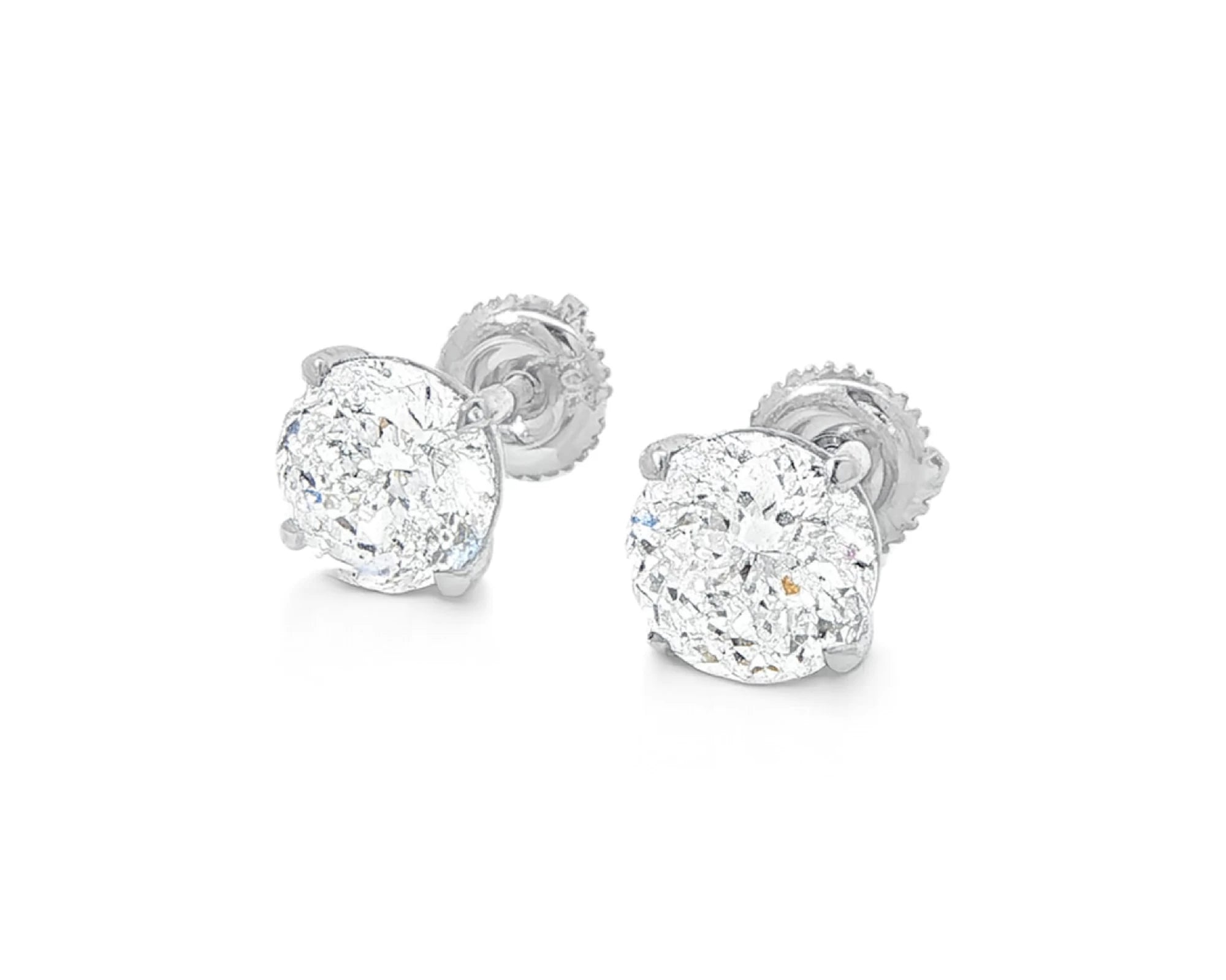 10k Stud Earrings with Portuguese-Cut Round Solitaire Design 3.12ct – lifestyle 3588