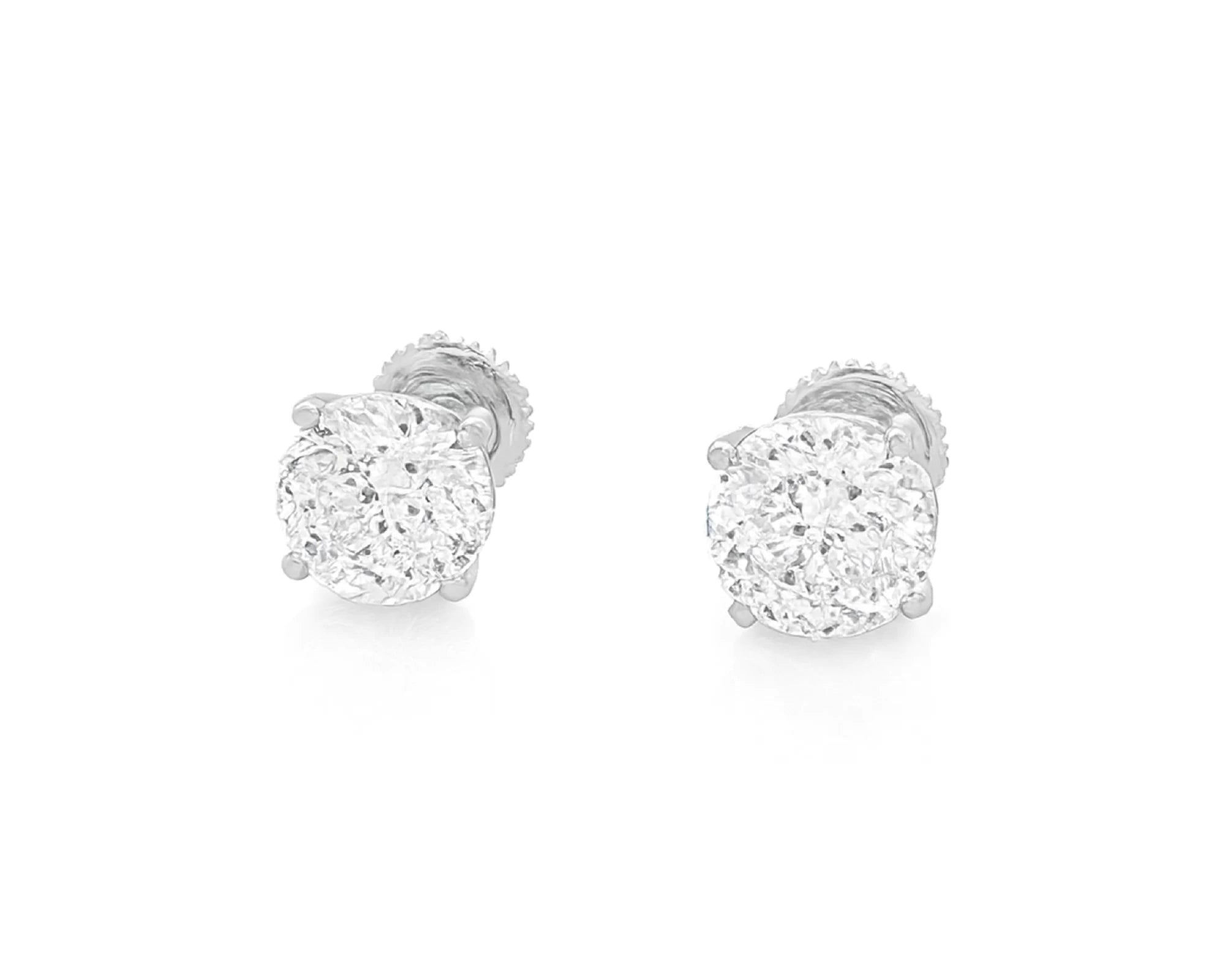 10k Stud Earrings with Portuguese-Cut Round Solitaire Design 3.12ct – lifestyle 3592