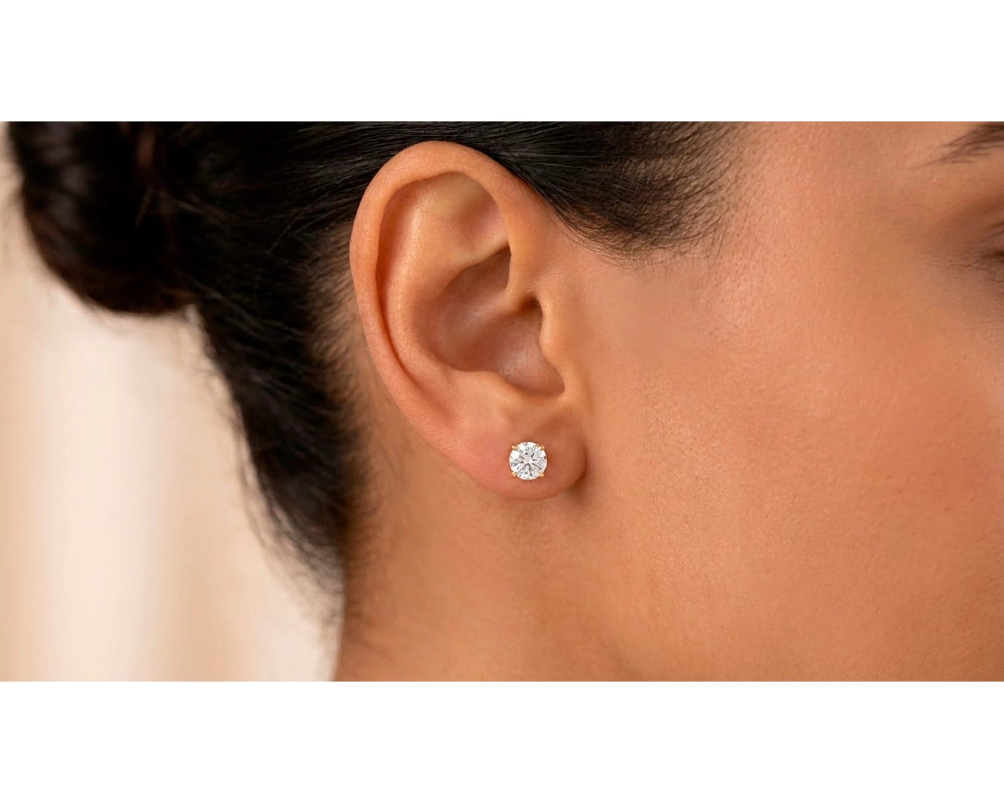 10k Stud Earrings with Portuguese-Cut Round Solitaire Design 3.12ct – view 2