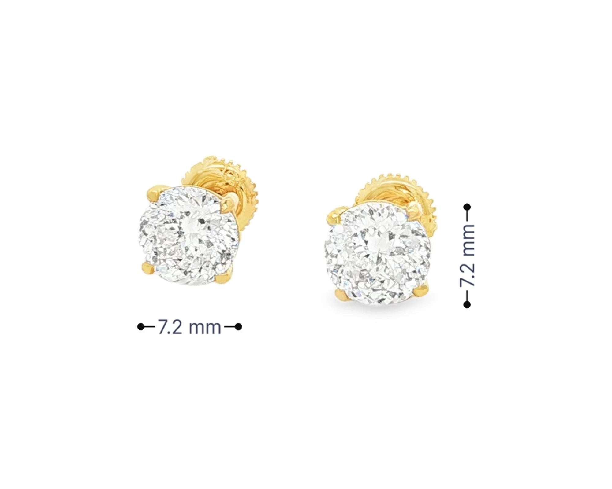 10k Stud Earrings with Portuguese-Cut Round Solitaire Design 3.12ct – view 6