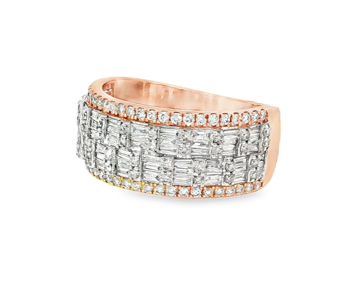 10K Two - Tone Gold Baguette & Round Diamond Ring for Men 1.40ct - AVI THE JEWELER