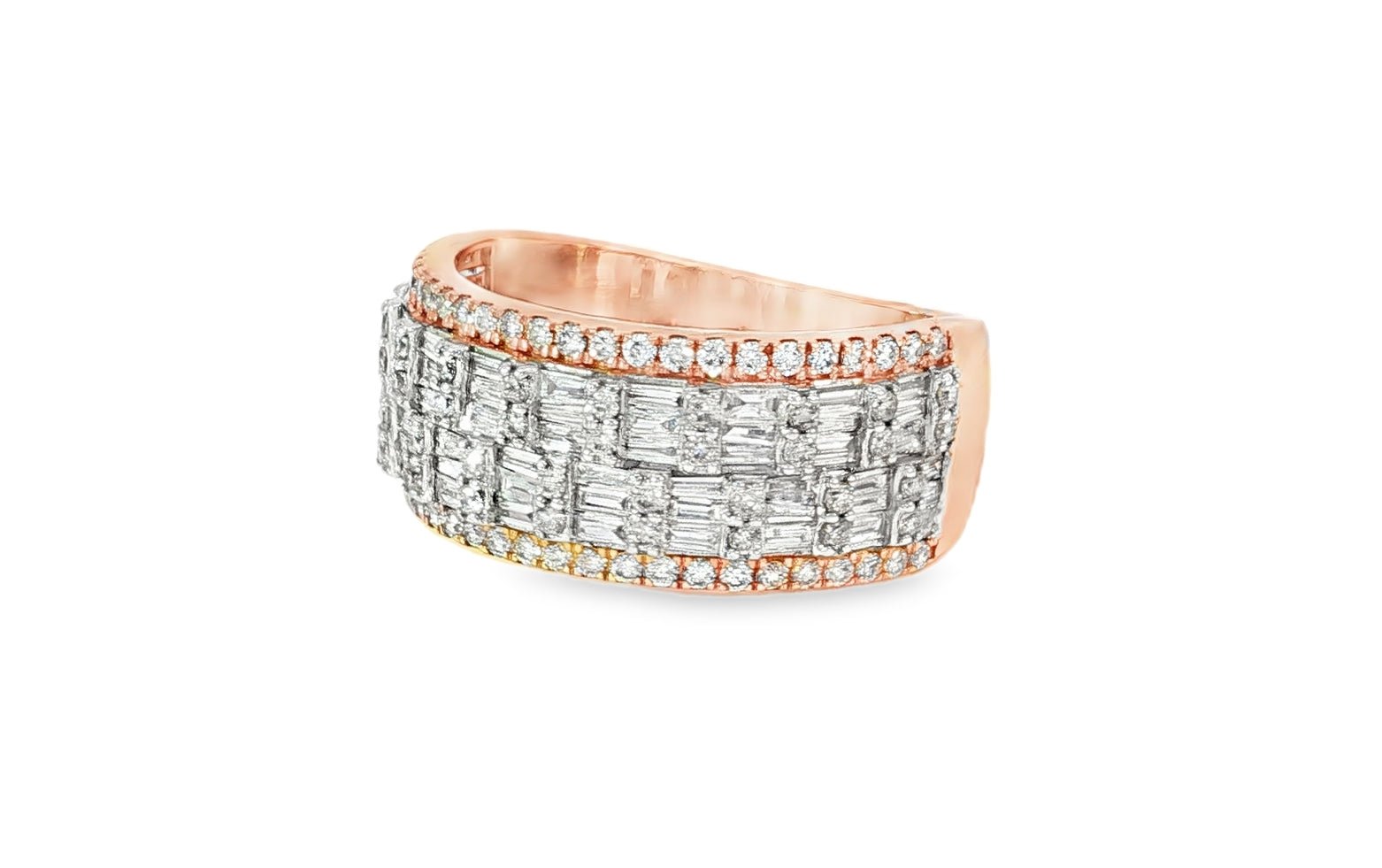 10K Two - Tone Gold Baguette & Round Diamond Ring for Men 1.40ct - AVI THE JEWELER