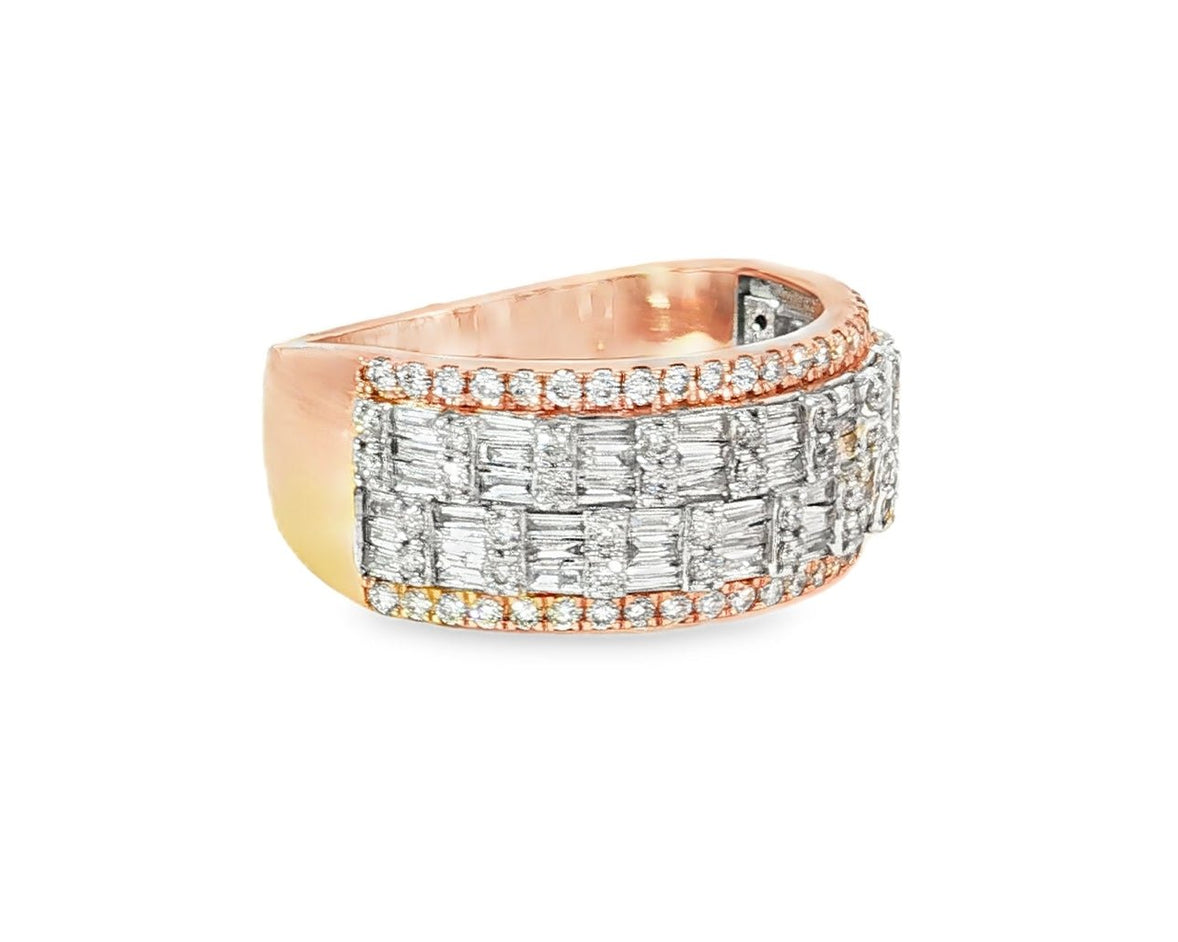 10K Two - Tone Gold Baguette & Round Diamond Ring for Men 1.40ct - AVI THE JEWELER