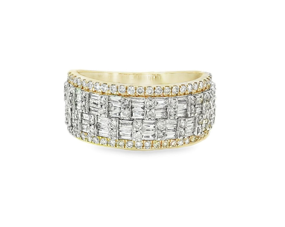 10K Two - Tone Gold Baguette & Round Diamond Ring for Men 1.40ct - AVI THE JEWELER