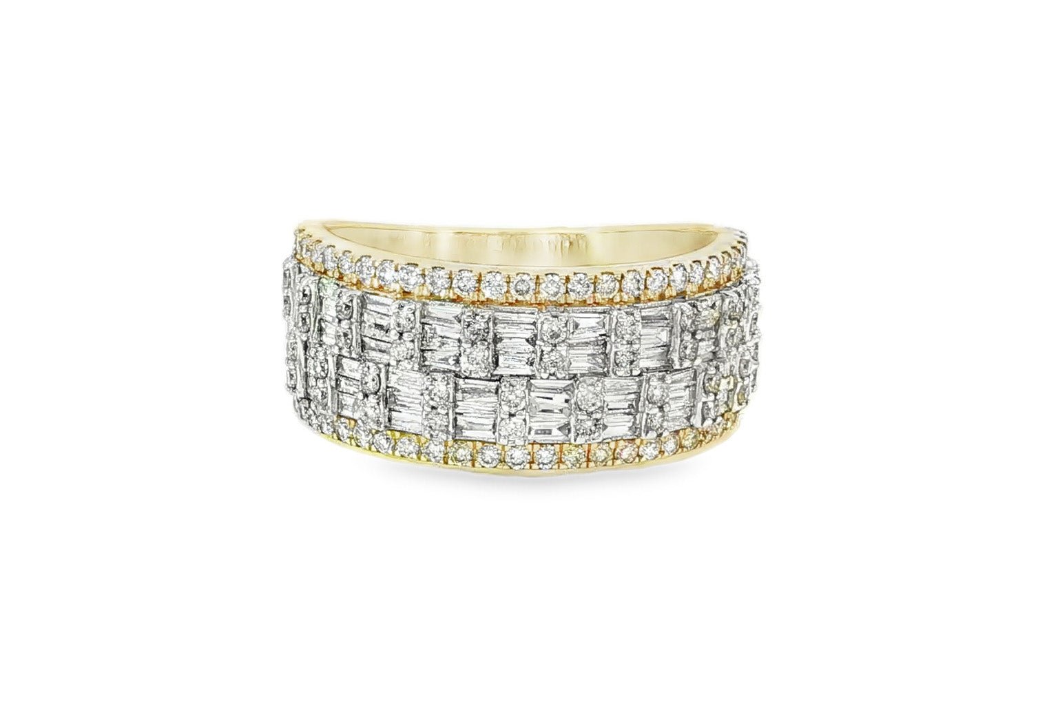 10K Two - Tone Gold Baguette & Round Diamond Ring for Men 1.40ct - AVI THE JEWELER