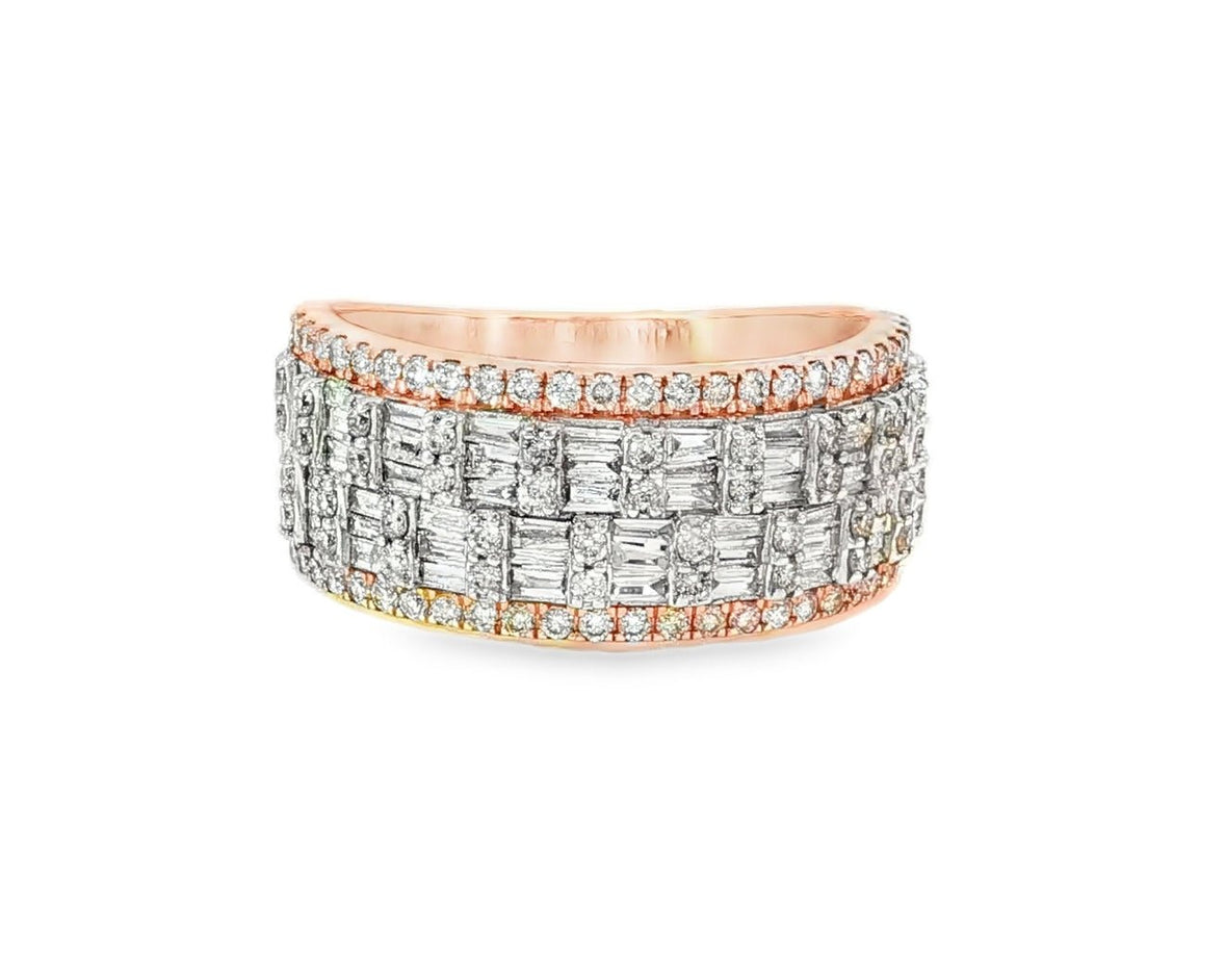 10K Two - Tone Gold Baguette & Round Diamond Ring for Men 1.40ct - AVI THE JEWELER