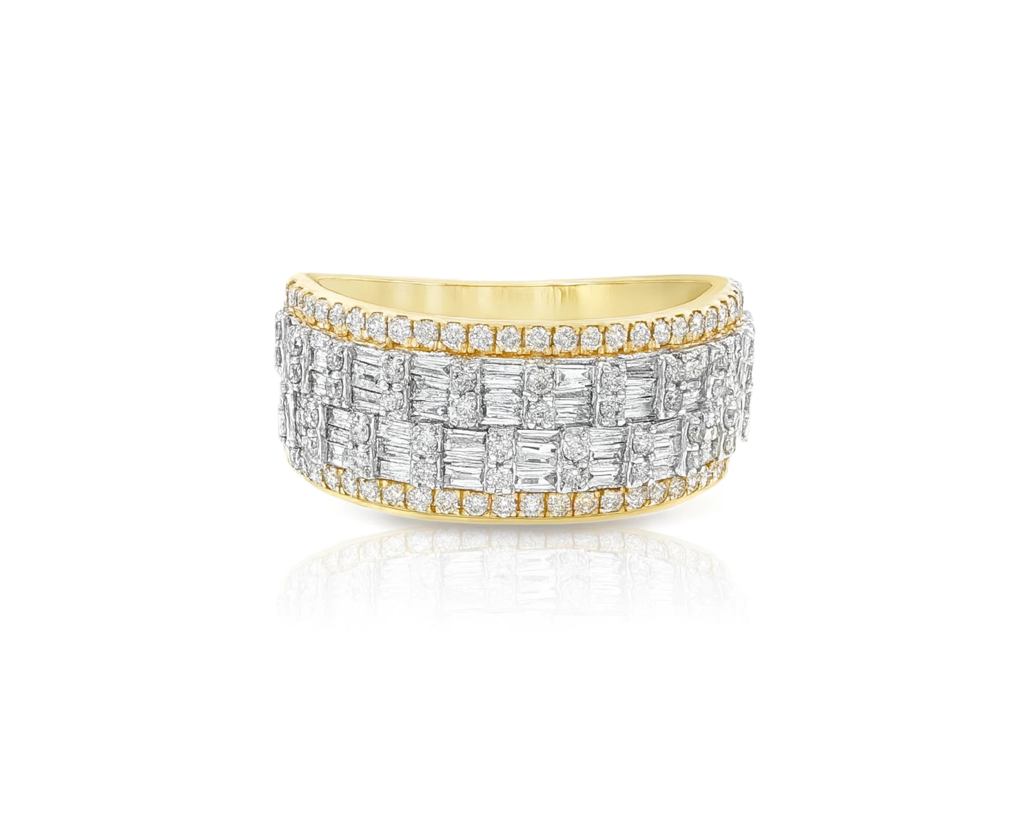 10K Two-Tone Gold Baguette & Round Diamond Ring for Men 1.40ct – lifestyle 1651