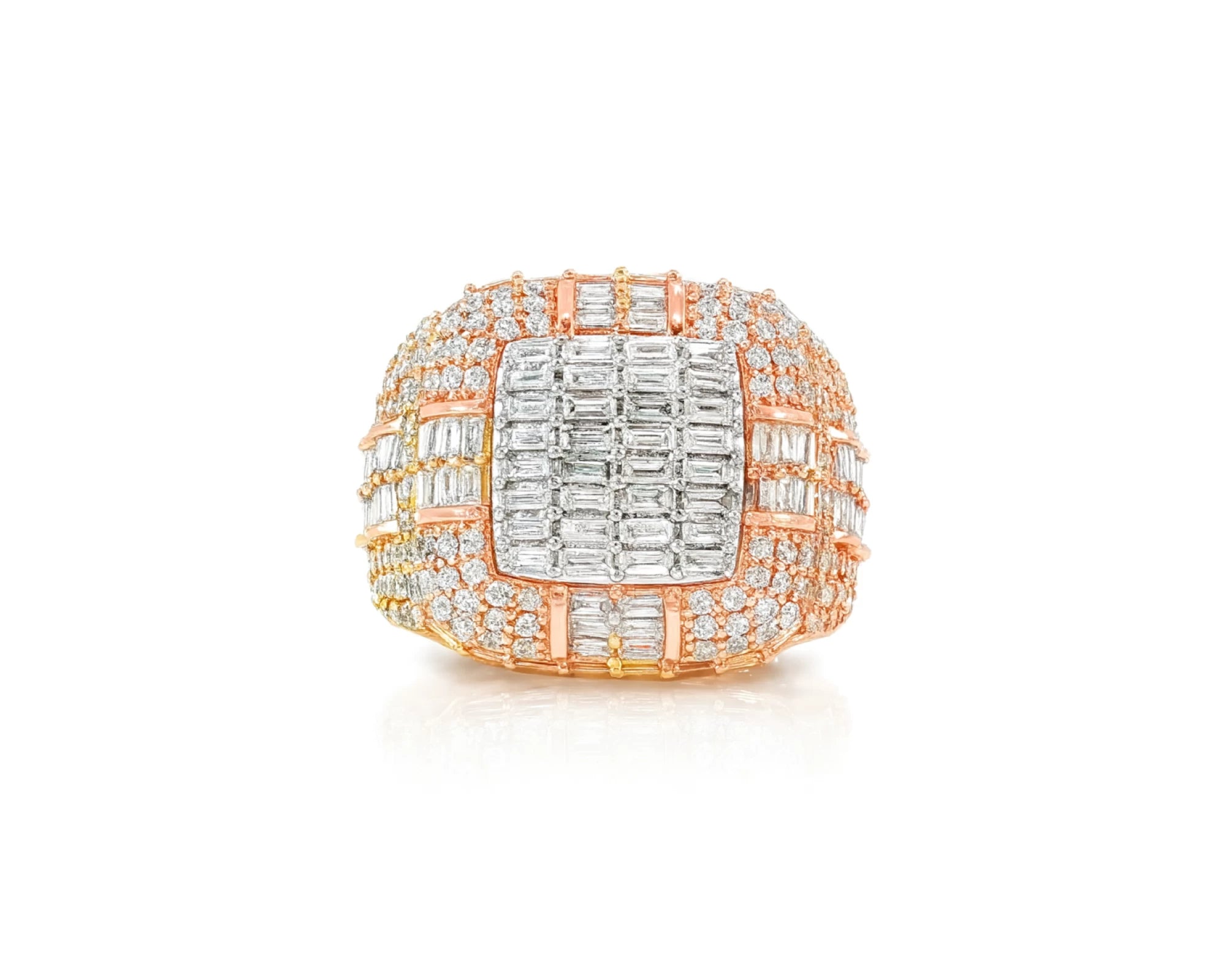 10k Two-Tone Gold Diamond Ring with Baguette & Round Cut 3.90ct – lifestyle 353