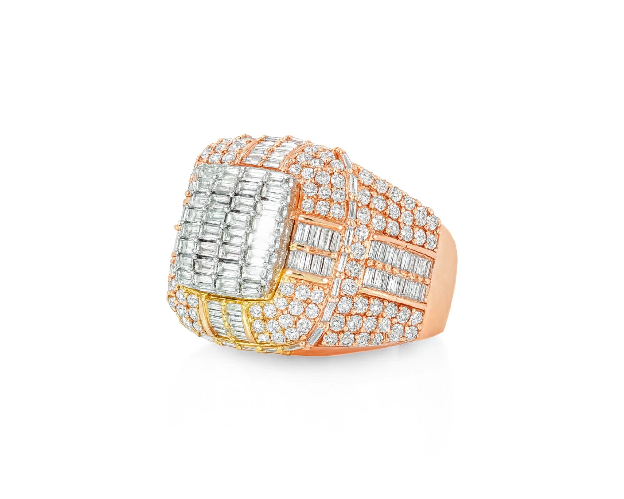 10k Two-Tone Gold Diamond Ring with Baguette & Round Cut 3.90ct – lifestyle 355