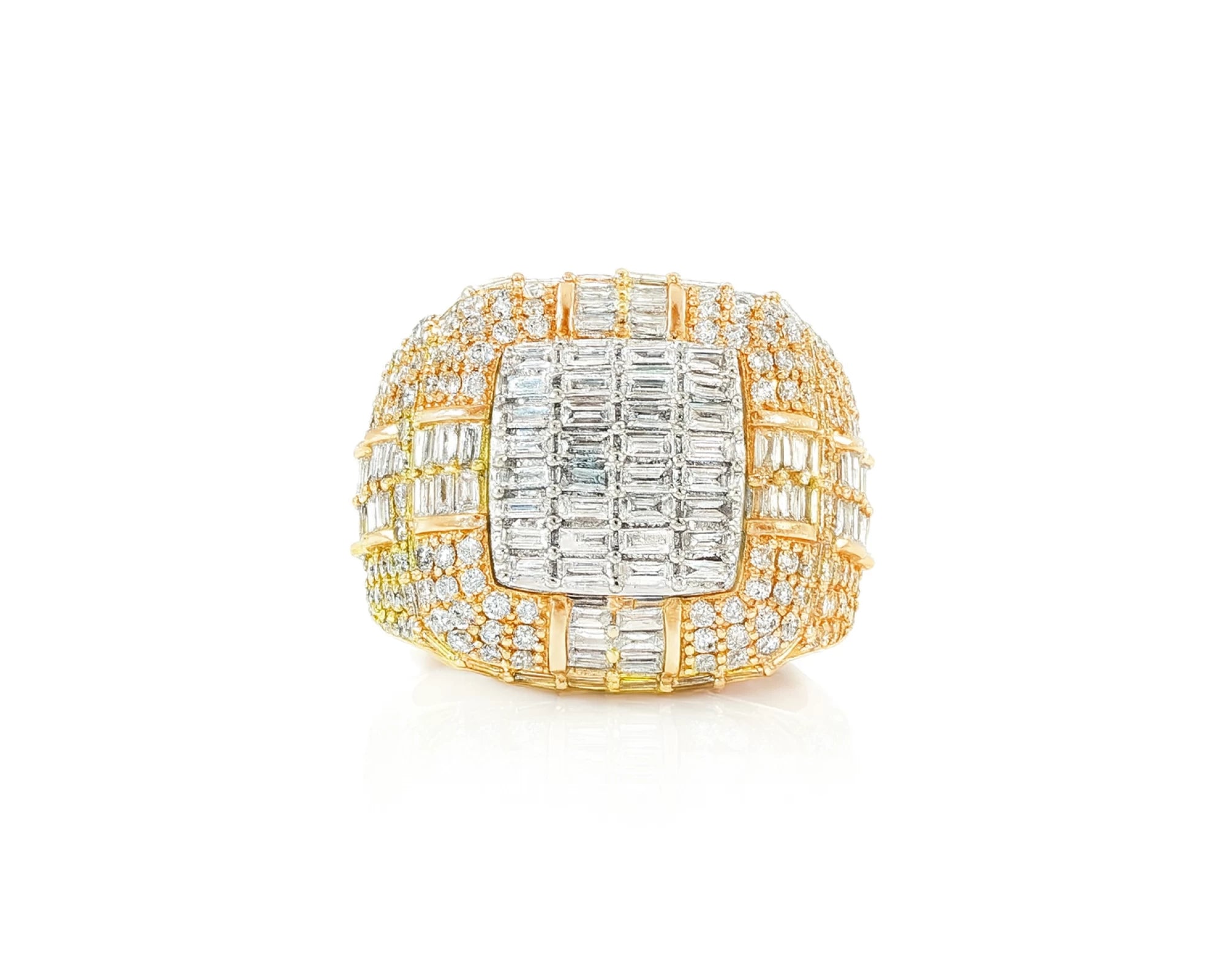 10k Two-Tone Gold Diamond Ring with Baguette & Round Cut 3.90ct – lifestyle 356