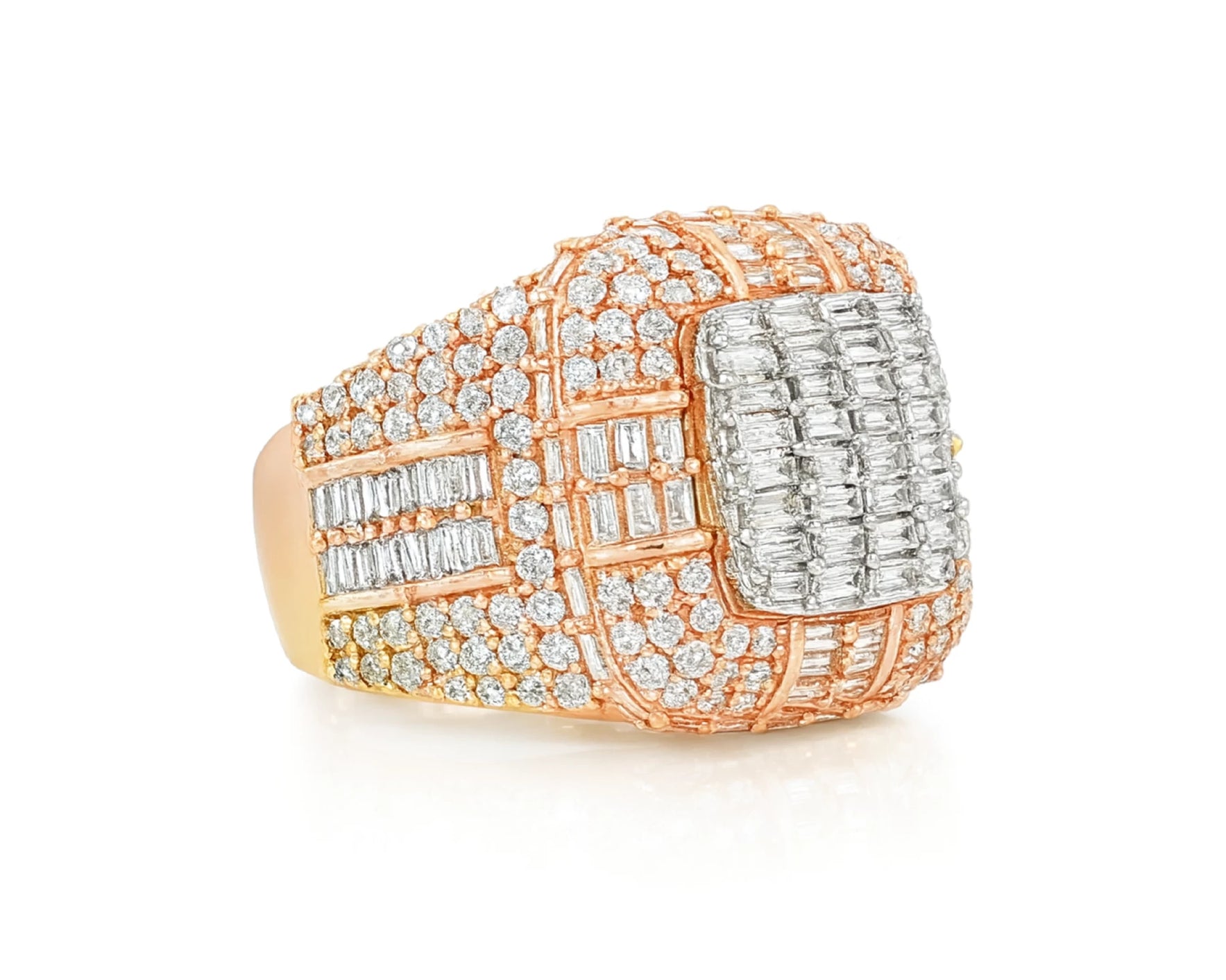10k Two-Tone Gold Diamond Ring with Baguette & Round Cut 3.90ct – lifestyle 358
