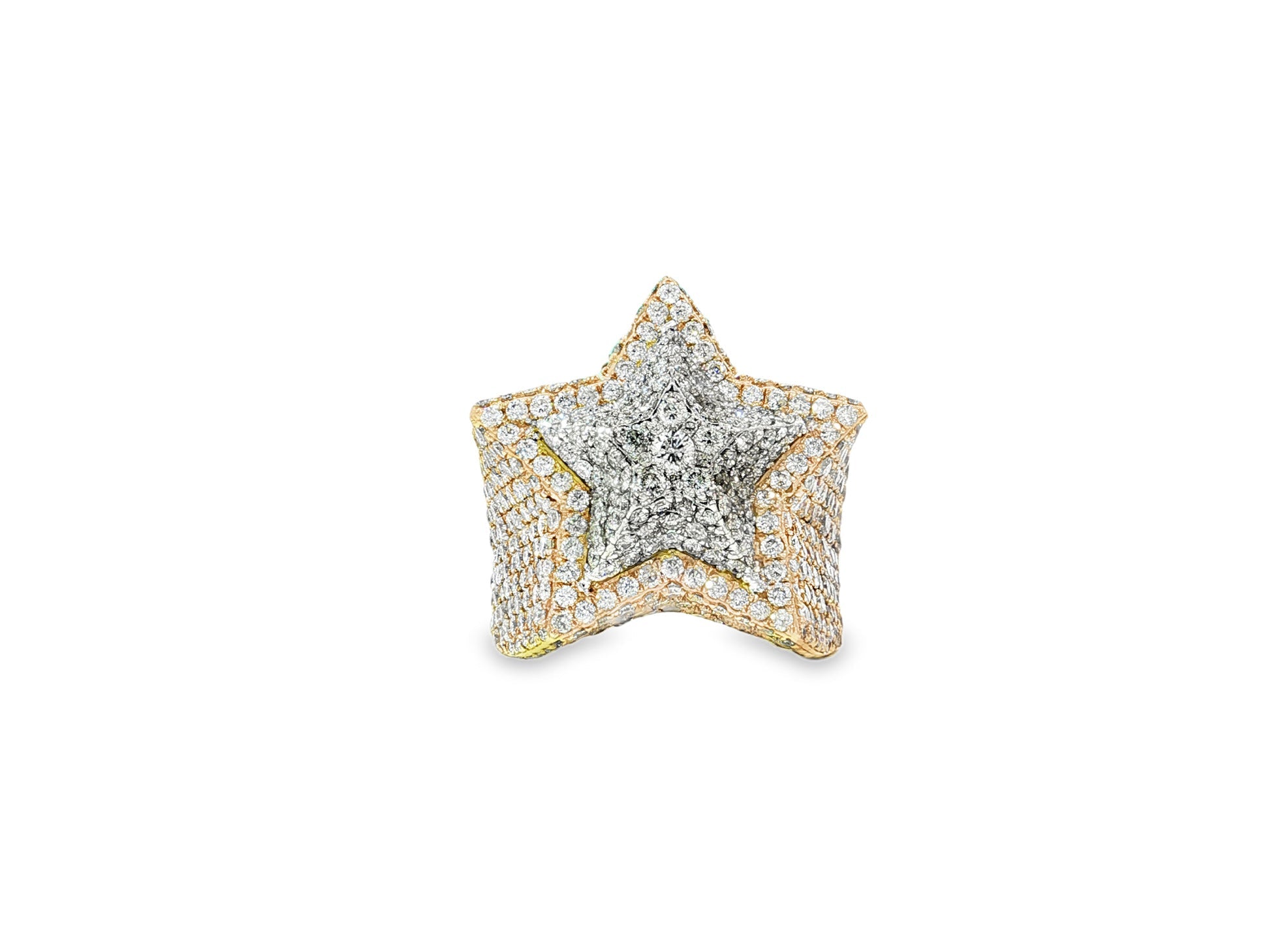 10k Two - Tone Gold Diamond Star Ring 3.15ct - AVI THE JEWELER