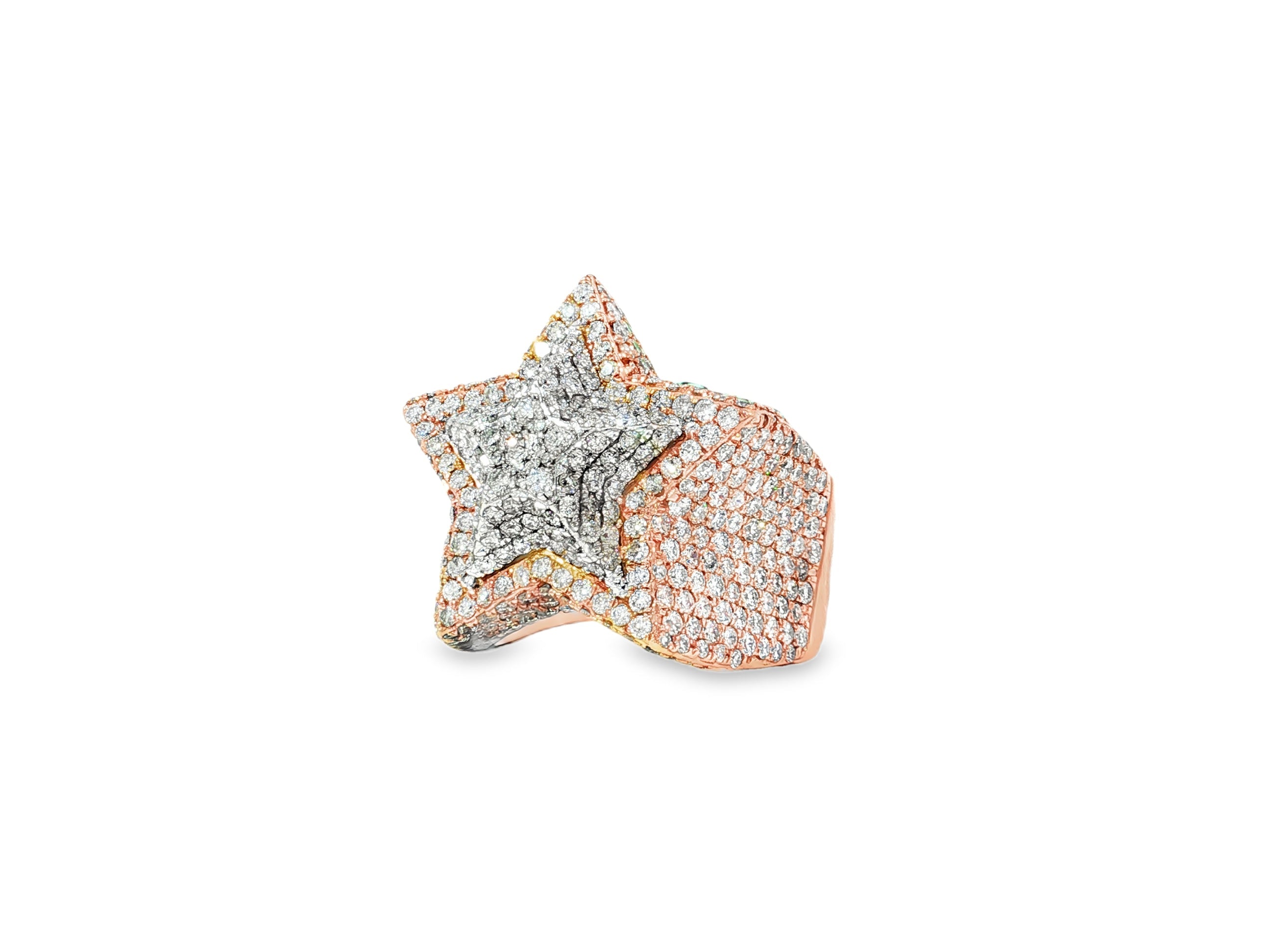 10k Two - Tone Gold Diamond Star Ring 3.15ct - AVI THE JEWELER