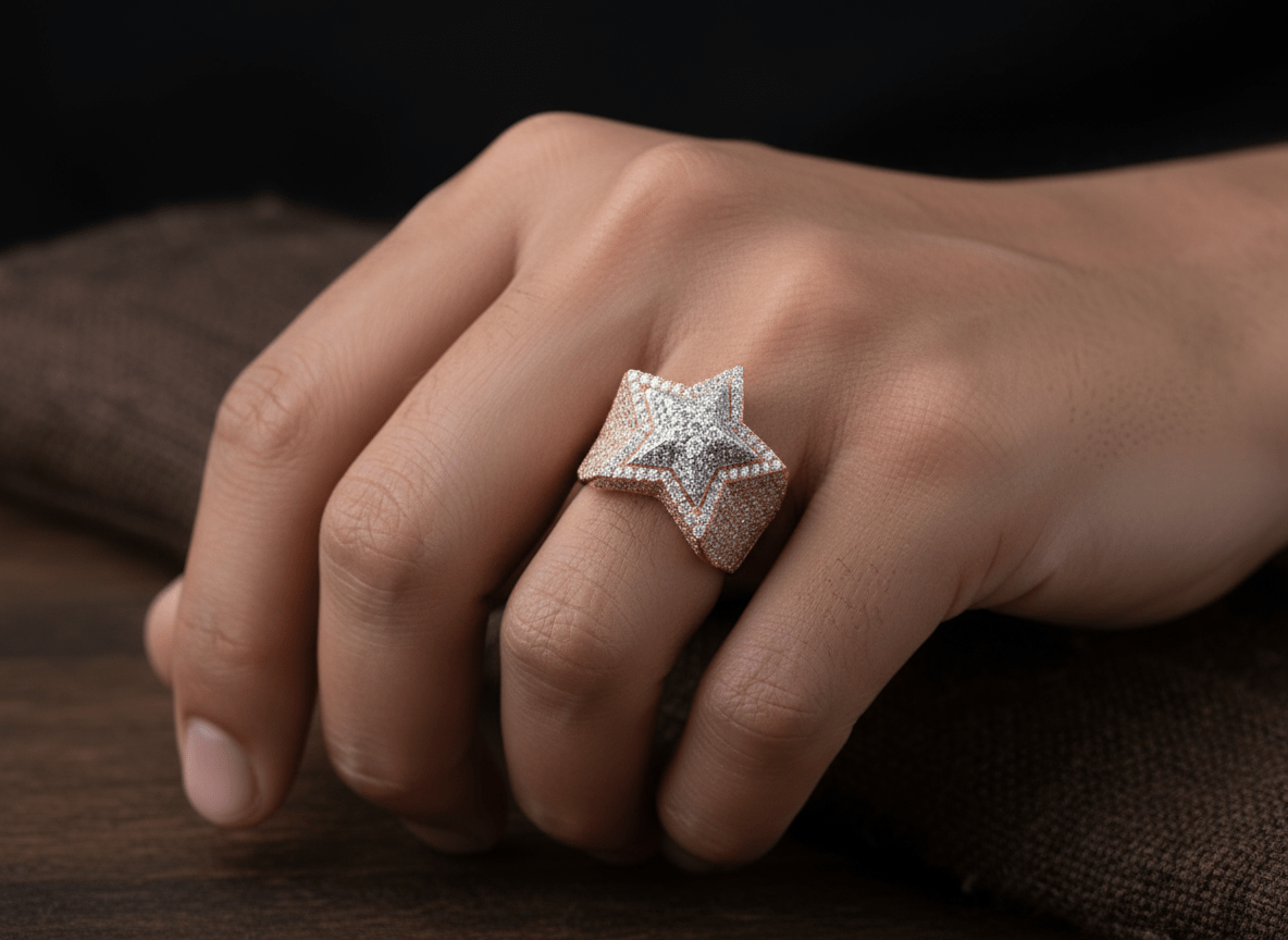 10k Two - Tone Gold Diamond Star Ring 3.15ct - AVI THE JEWELER