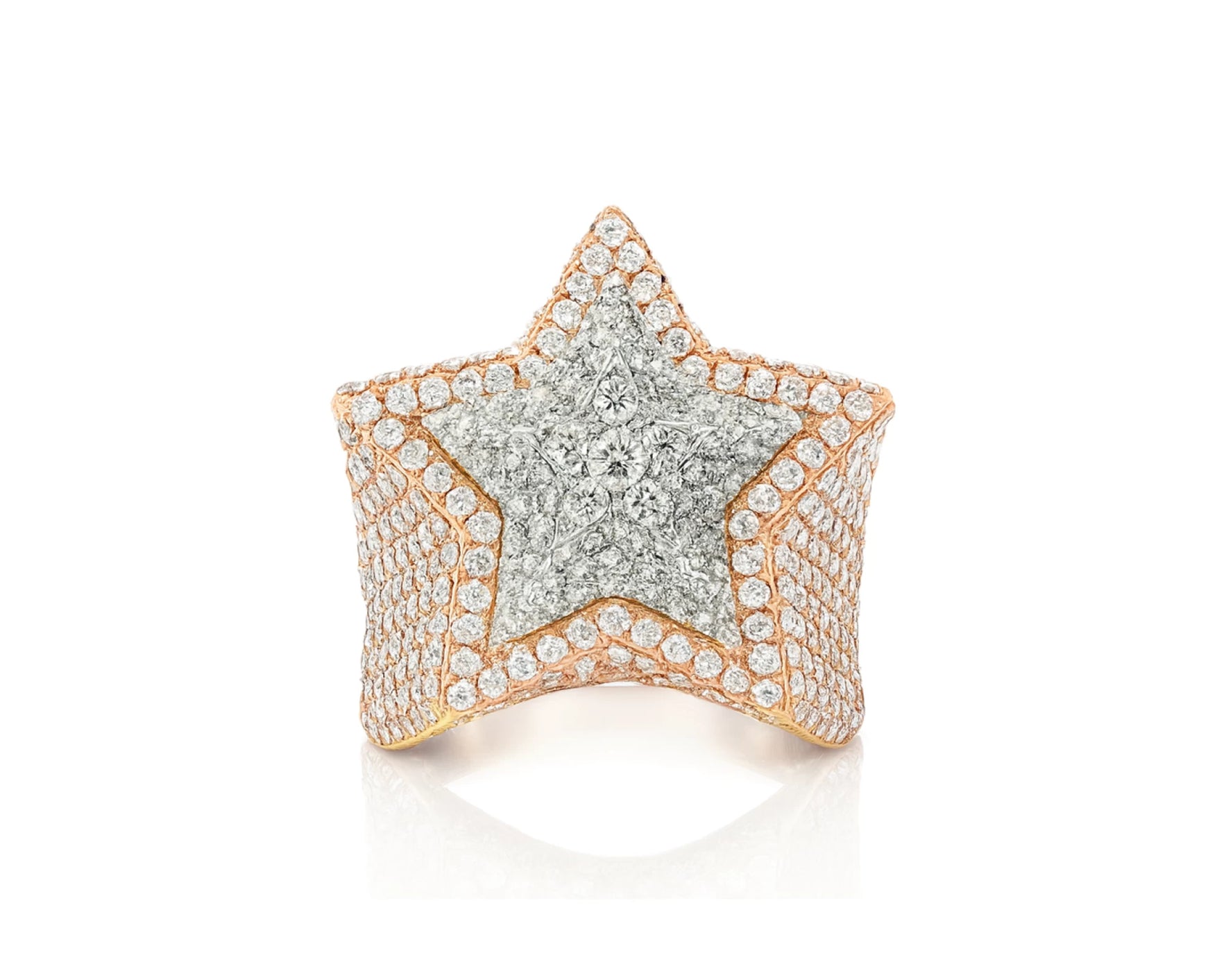 10k Two-Tone Gold Diamond Star Ring 3.15ct – lifestyle 1167