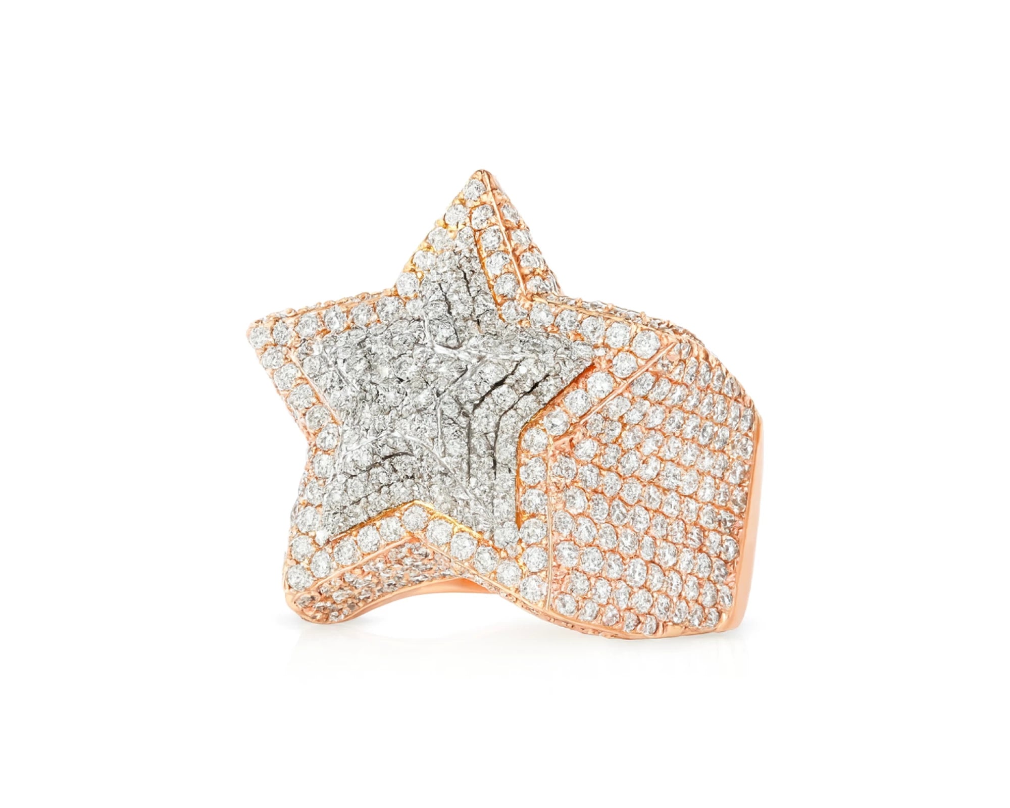 10k Two-Tone Gold Diamond Star Ring 3.15ct – lifestyle 1168