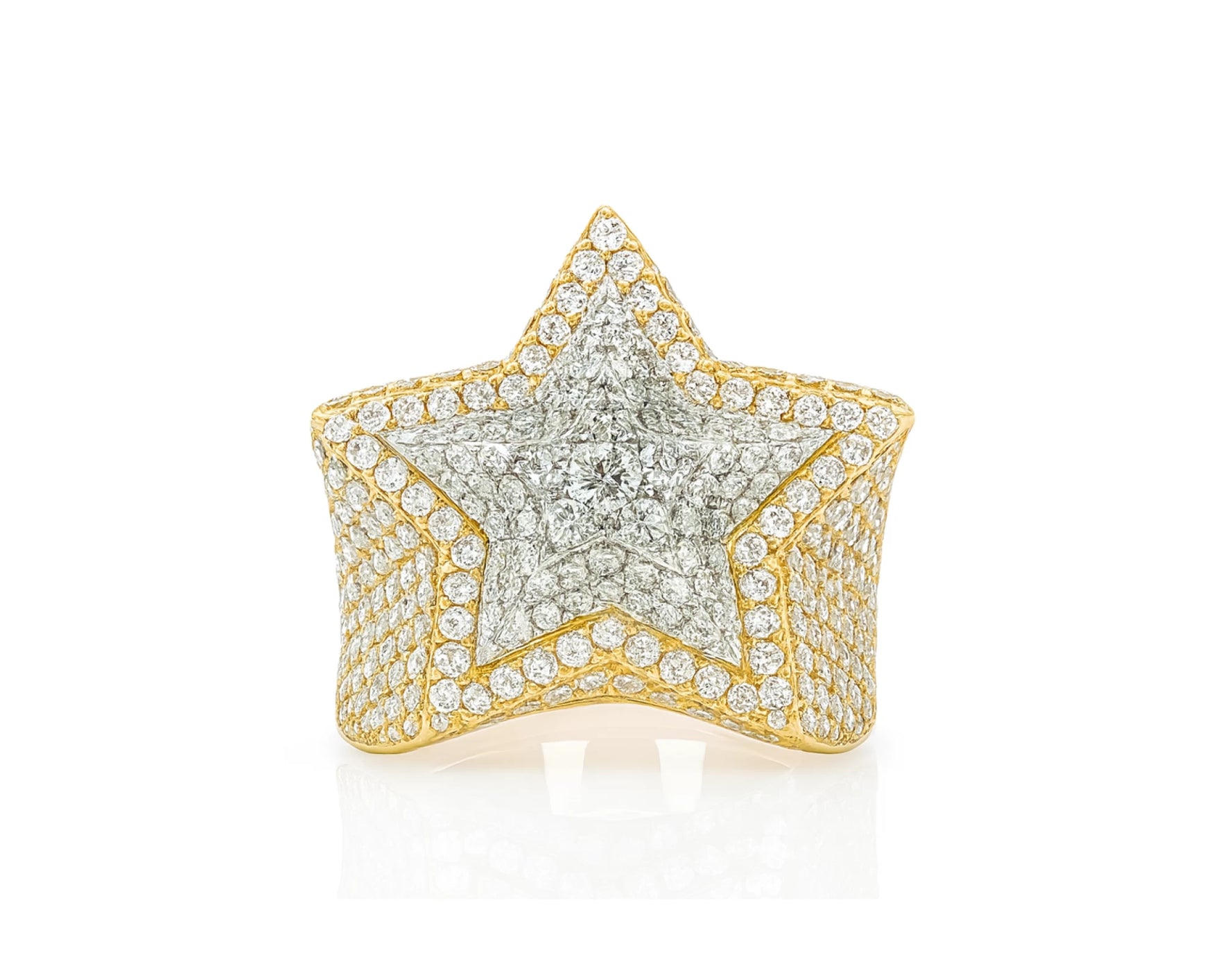10k Two-Tone Gold Diamond Star Ring 3.15ct – lifestyle 1170