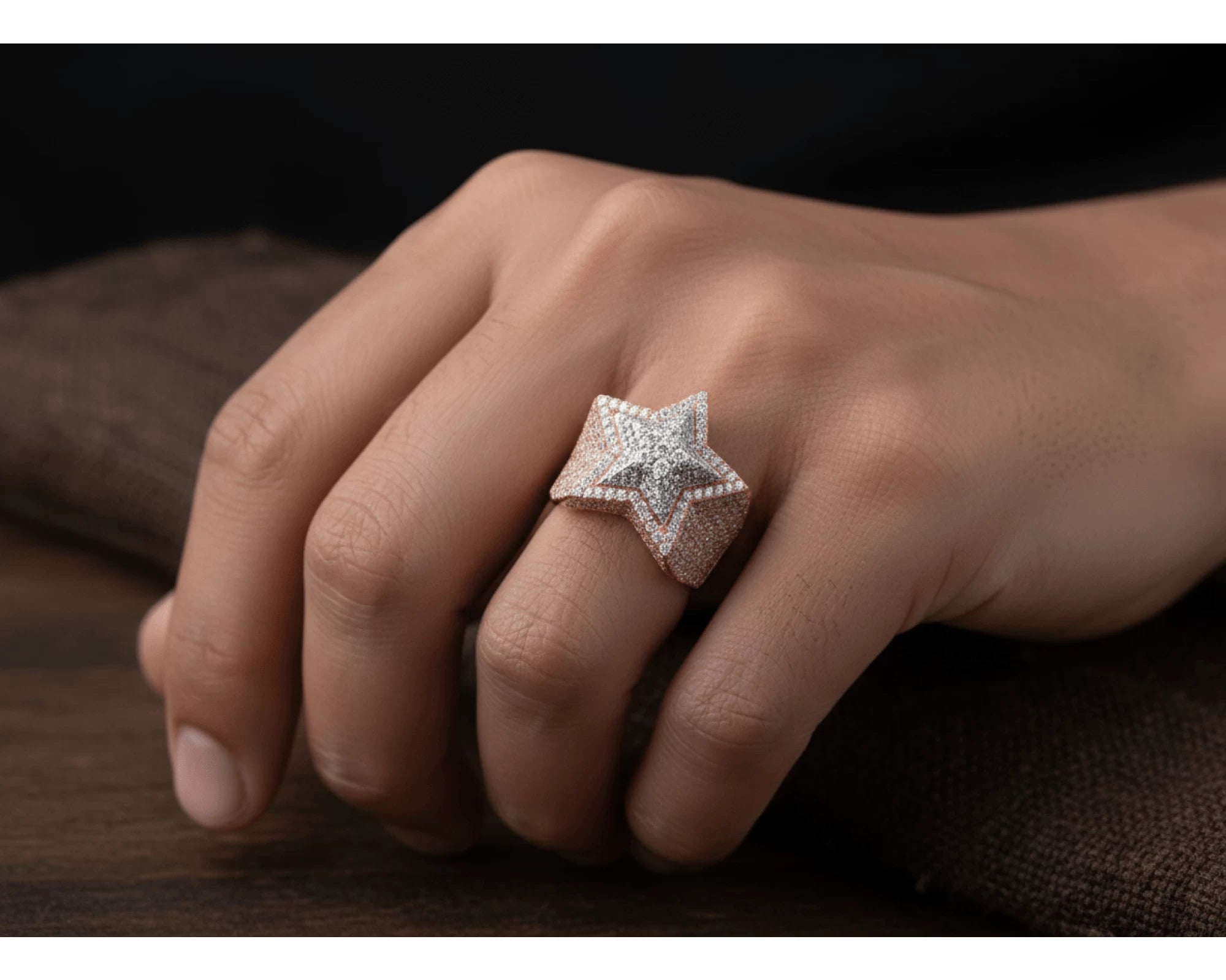 10k Two-Tone Gold Diamond Star Ring 3.15ct – view 2