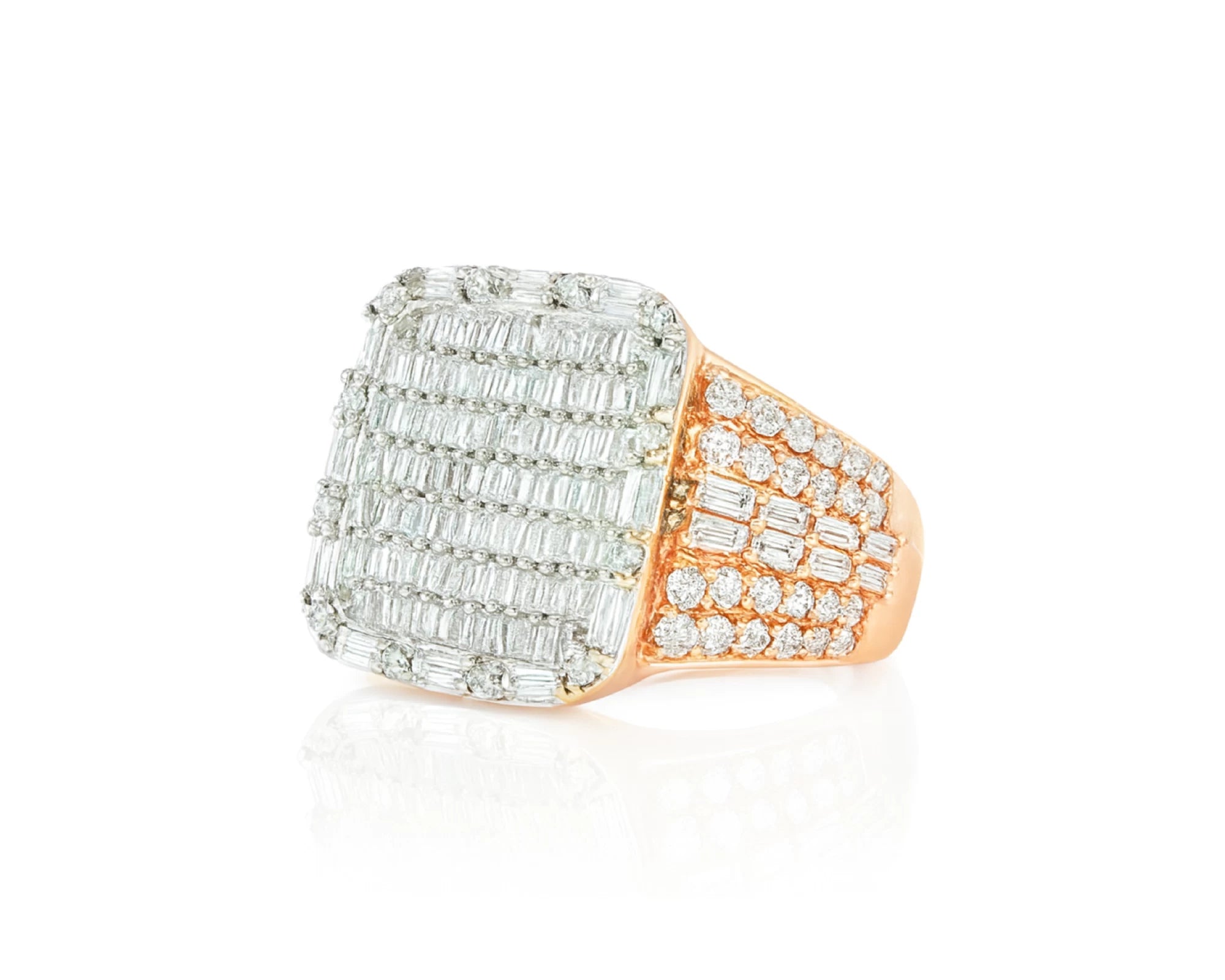 10k Two-Tone Gold Iced-Out Ring with Baguette and Round Diamonds 3.75ct – lifestyle 1218