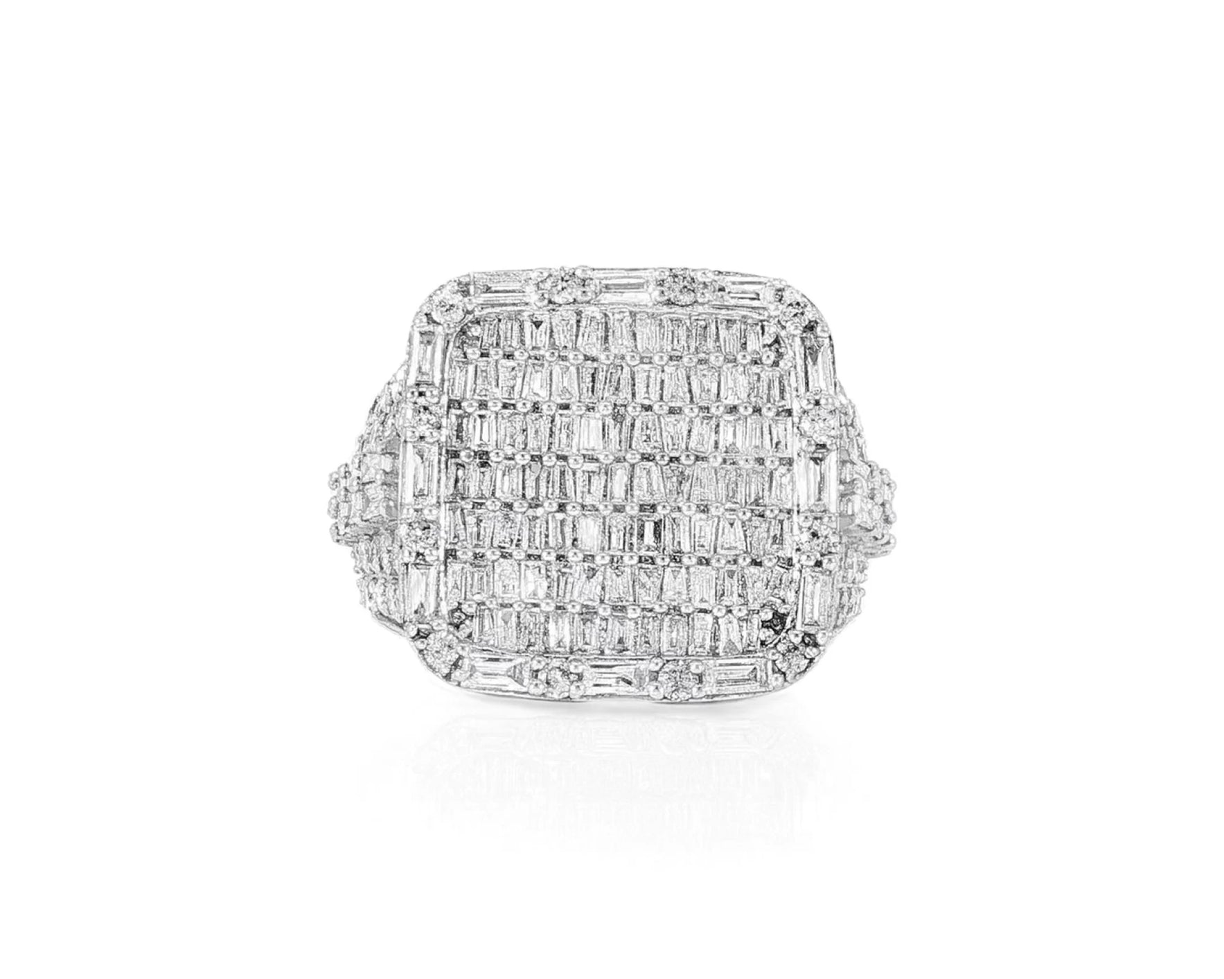 10k Two-Tone Gold Iced-Out Ring with Baguette and Round Diamonds 3.75ct – lifestyle 1220