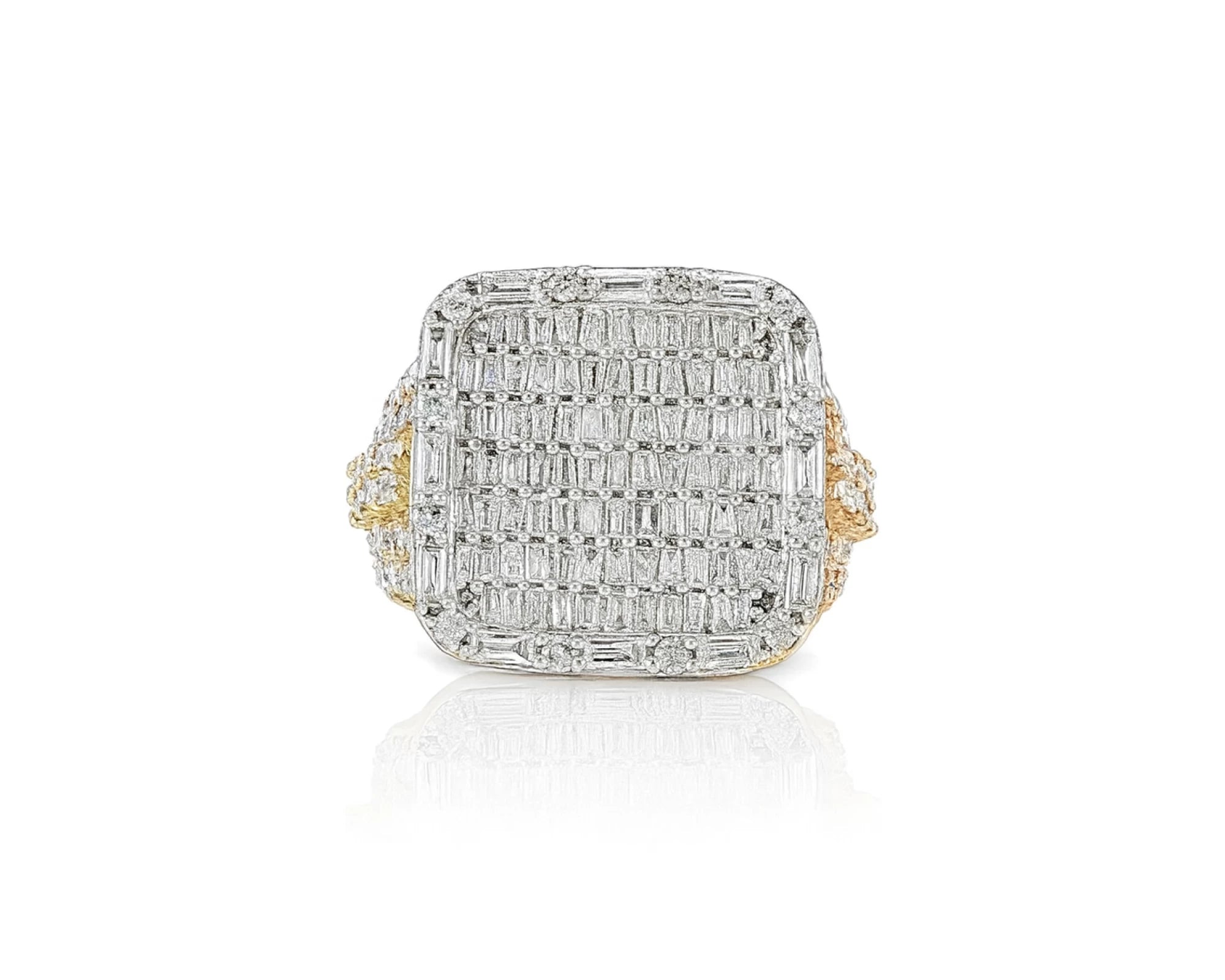 10k Two-Tone Gold Iced-Out Ring with Baguette and Round Diamonds 3.75ct – lifestyle 1423