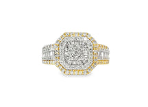 10K Two-Tone Gold Men's Octagon Ring with Baguette Accents 1.35ct