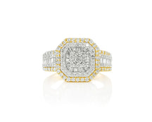 10K Two-Tone Gold Men's Octagon Ring with Baguette Accents 1.35ct