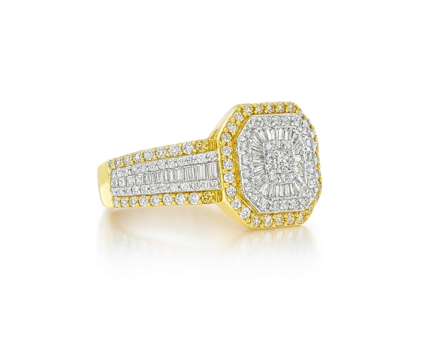 10K Two-Tone Gold Men's Octagon Ring with Baguette Accents 1.35ct – lifestyle 1228