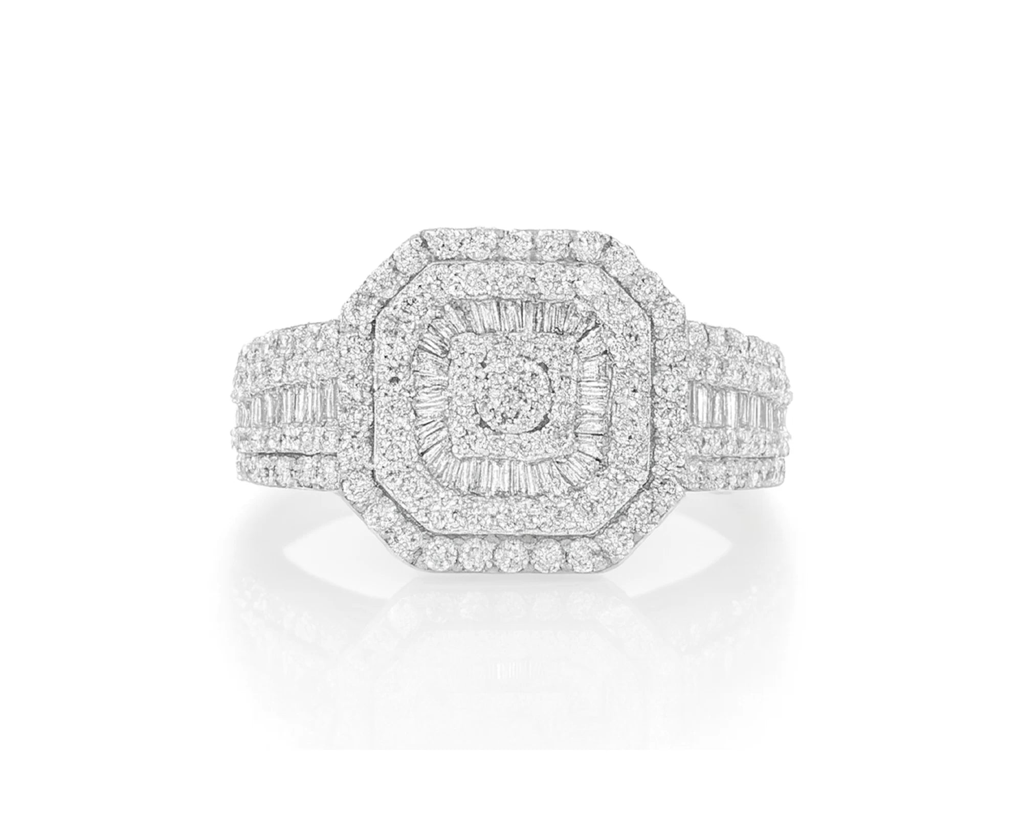 10K Two-Tone Gold Men's Octagon Ring with Baguette Accents 1.35ct – lifestyle 1230